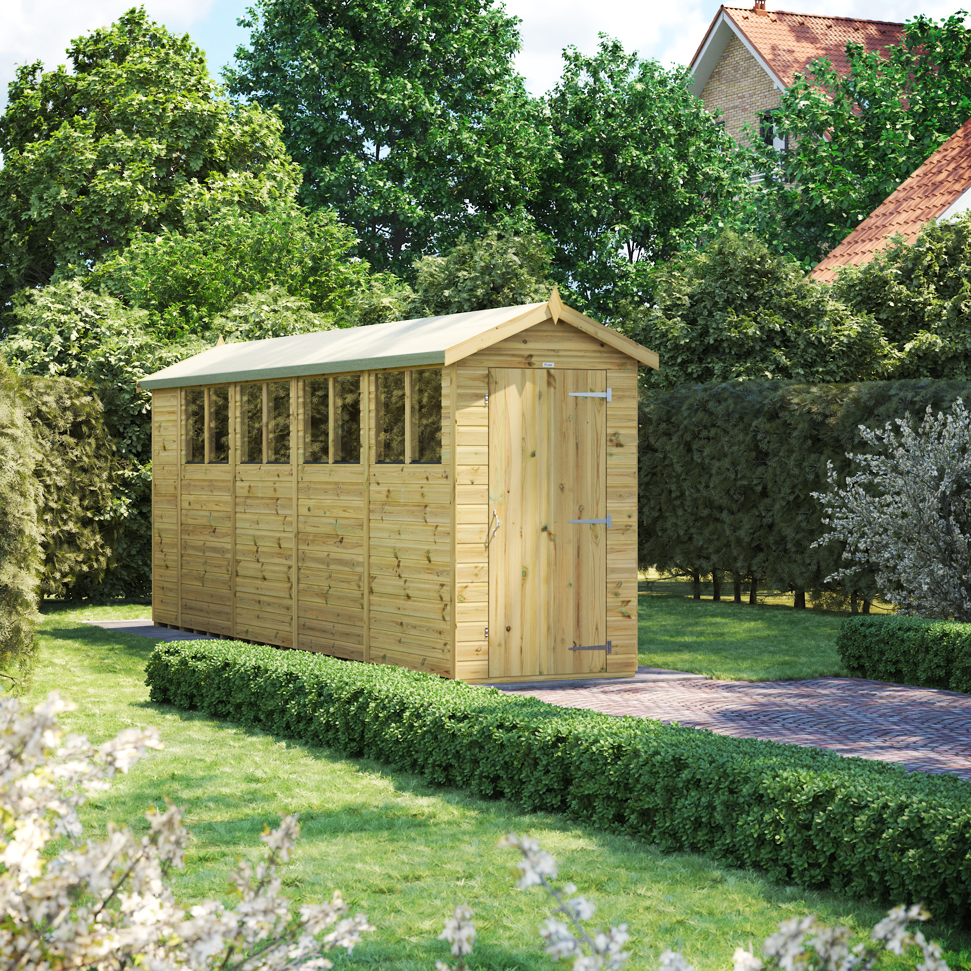 Powersheds Premium Apex Pressure Treated Shed - 18 x 4ft