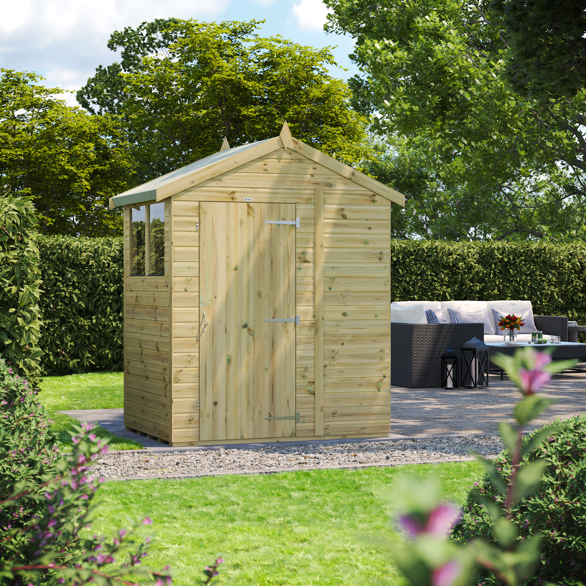 Powersheds Premium Apex Pressure Treated Shed - 4 x 6ft