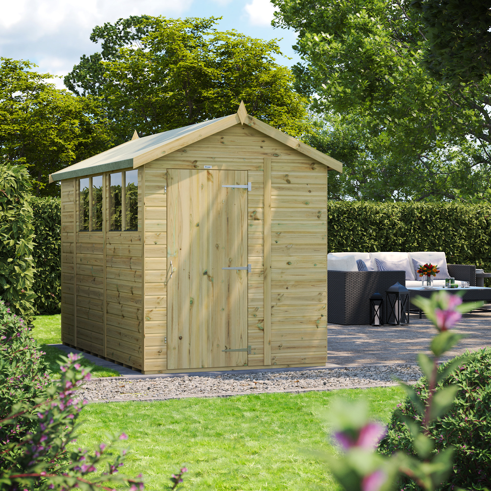 Powersheds Premium Apex Pressure Treated Shed - 10 x 6ft