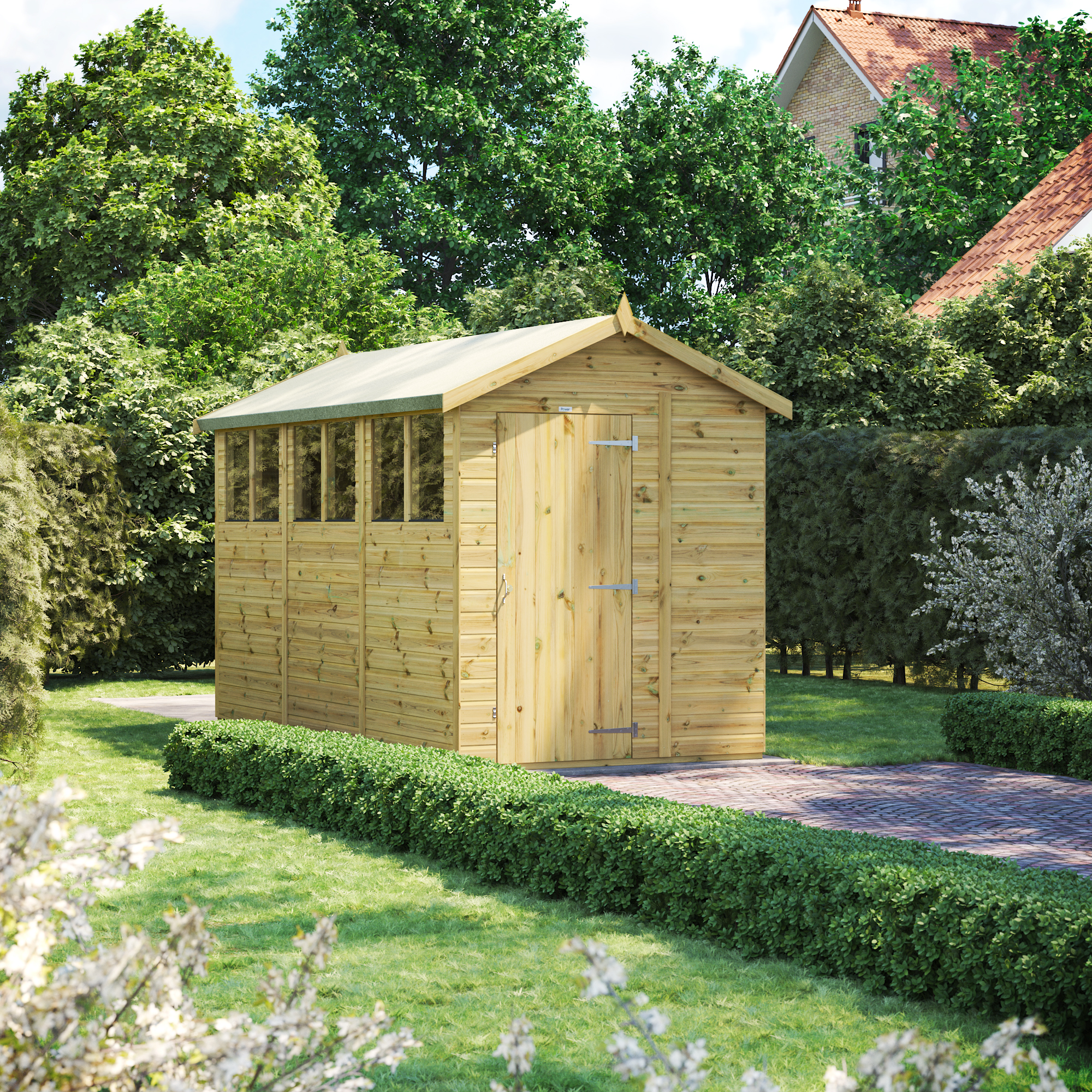 Power Sheds Premium Apex Pressure Treated Shed - 12 x 6ft