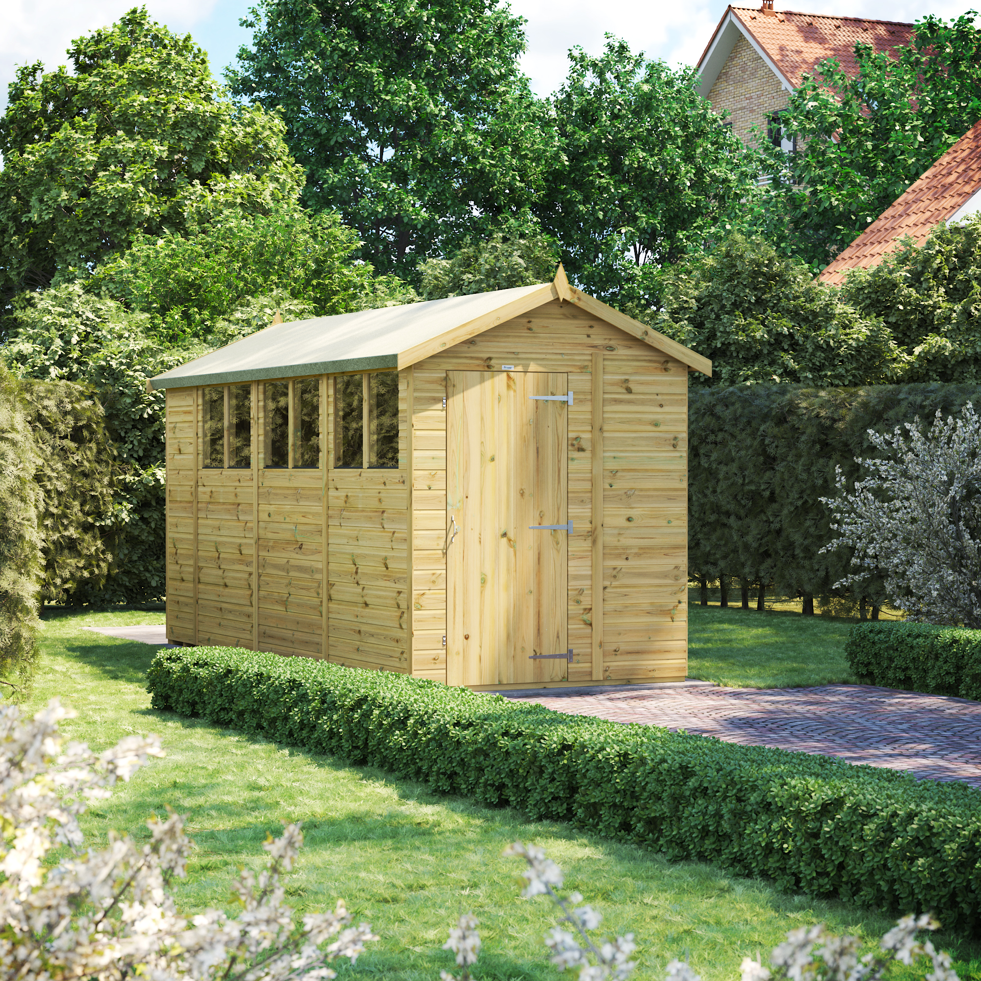 Powersheds Premium Apex Pressure Treated Shed - 14 x 6ft