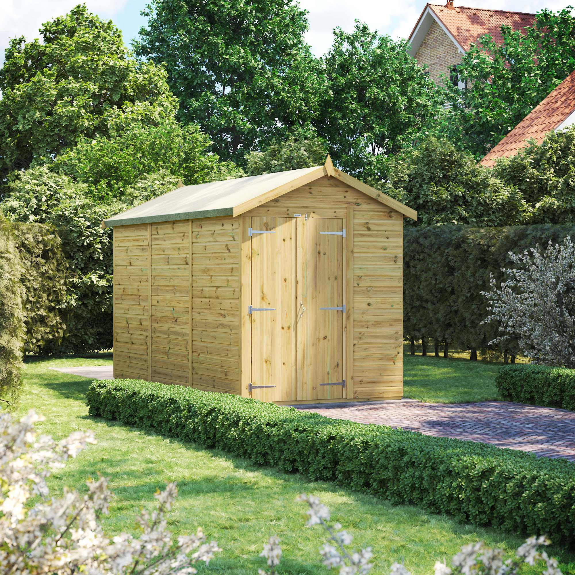 Power Sheds Premium Apex Double Door Pressure Treated Windowless Shed - 12 x 6ft