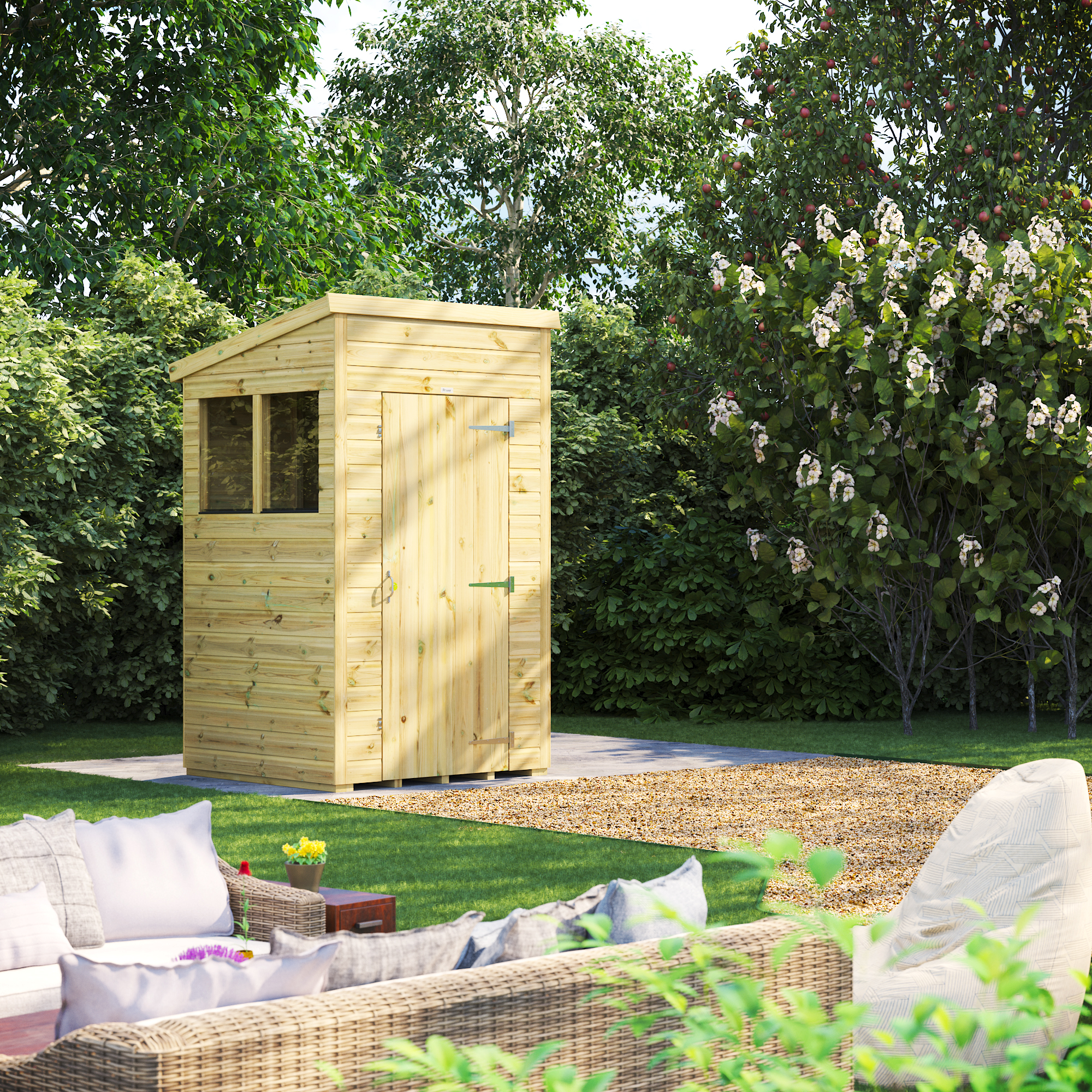 Powersheds Premium Pent Pressure Treated Shed - 4 x 4ft