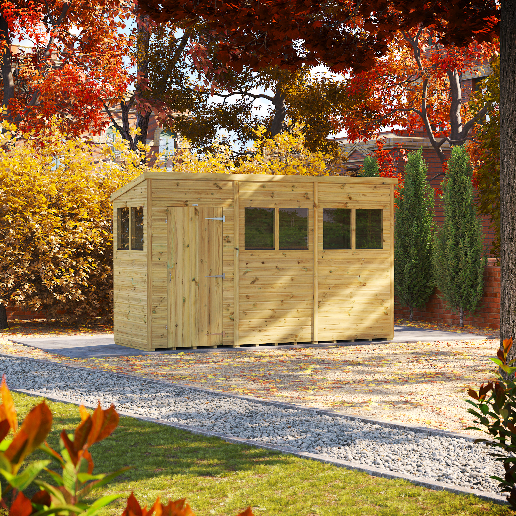 Powersheds Premium Pent Pressure Treated Shed - 12 x 4ft