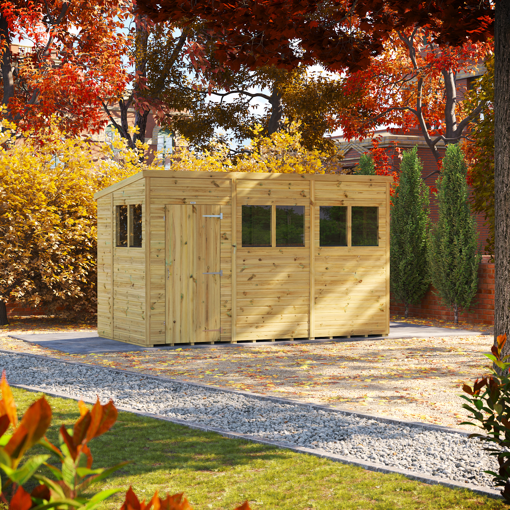 Powersheds Premium Pent Pressure Treated Shed - 12 x 6ft