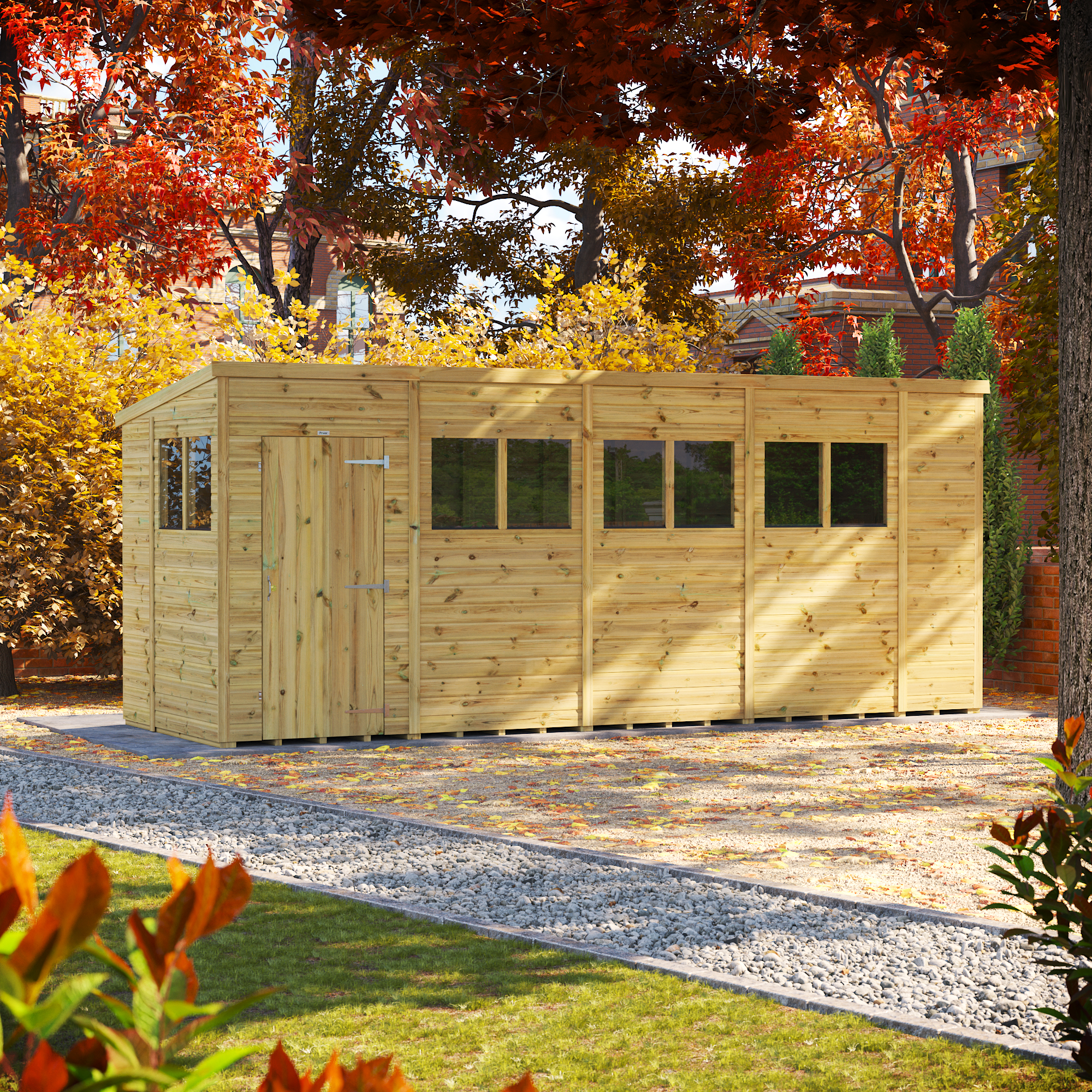 Powersheds Premium Pent Pressure Treated Shed - 18 x 6ft