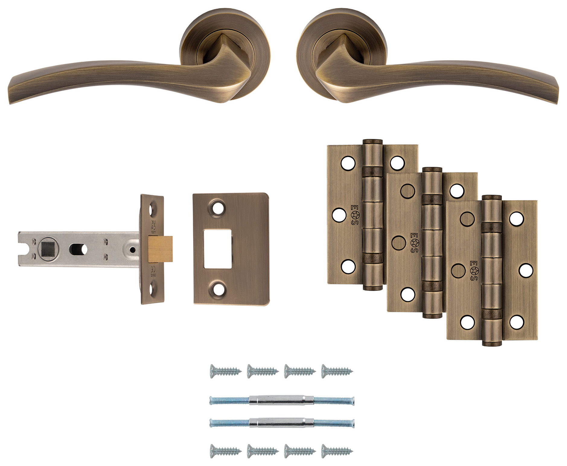 Sines Antique Brass Ultimate Door Latch Kit