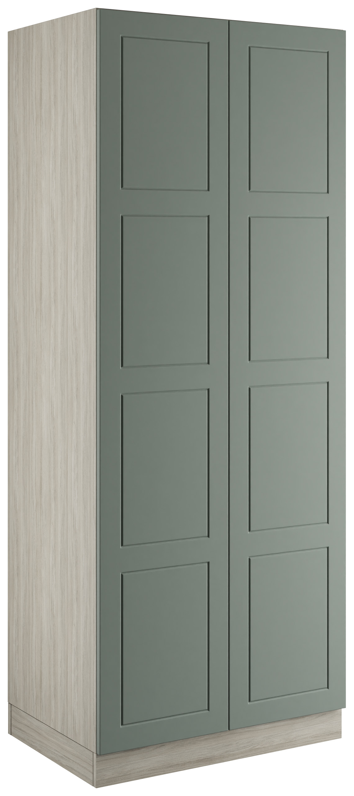 Bramham Sage Green Double Wardrobe with Single Rail & Internal Drawers - 900 x 2260 x 608mm