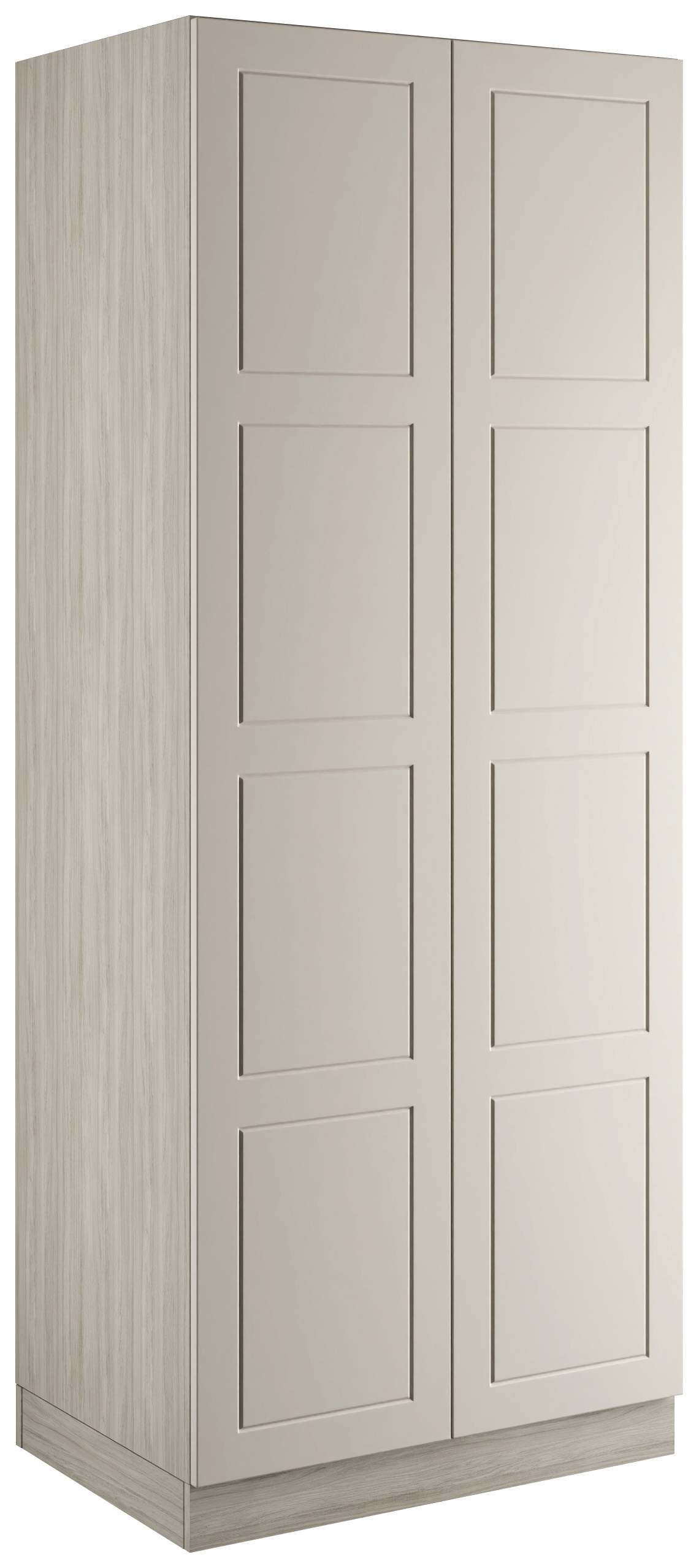 Bramham Taupe Grey Double Wardrobe with Single Rail & Internal Drawers - 900 x 2260 x 608mm