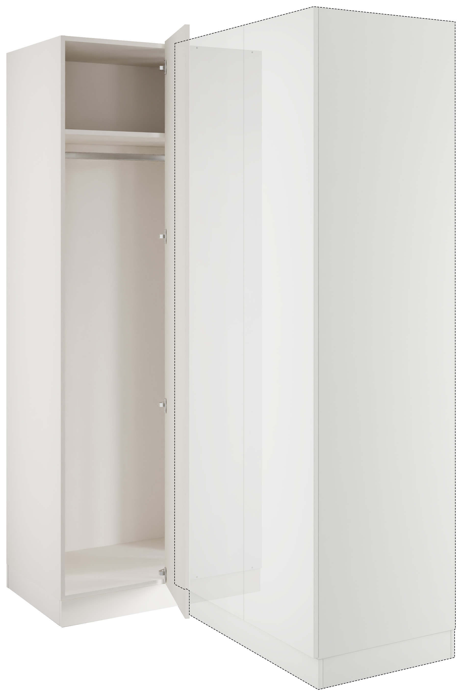 Harrogate White Blind Corner Wardrobe - 900 x 2260 x 608mm