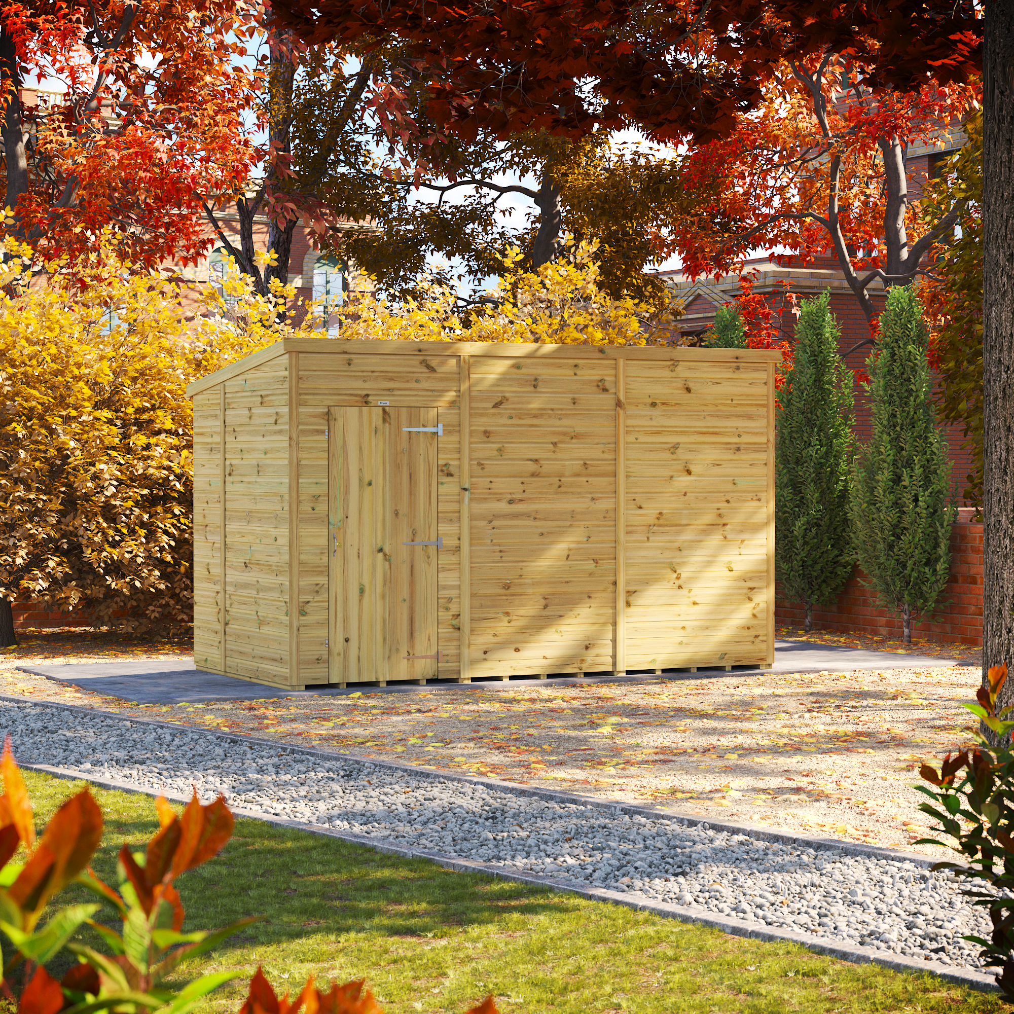 Powersheds Premium Pent Pressure Treated Windowless Shed - 12 x 6ft