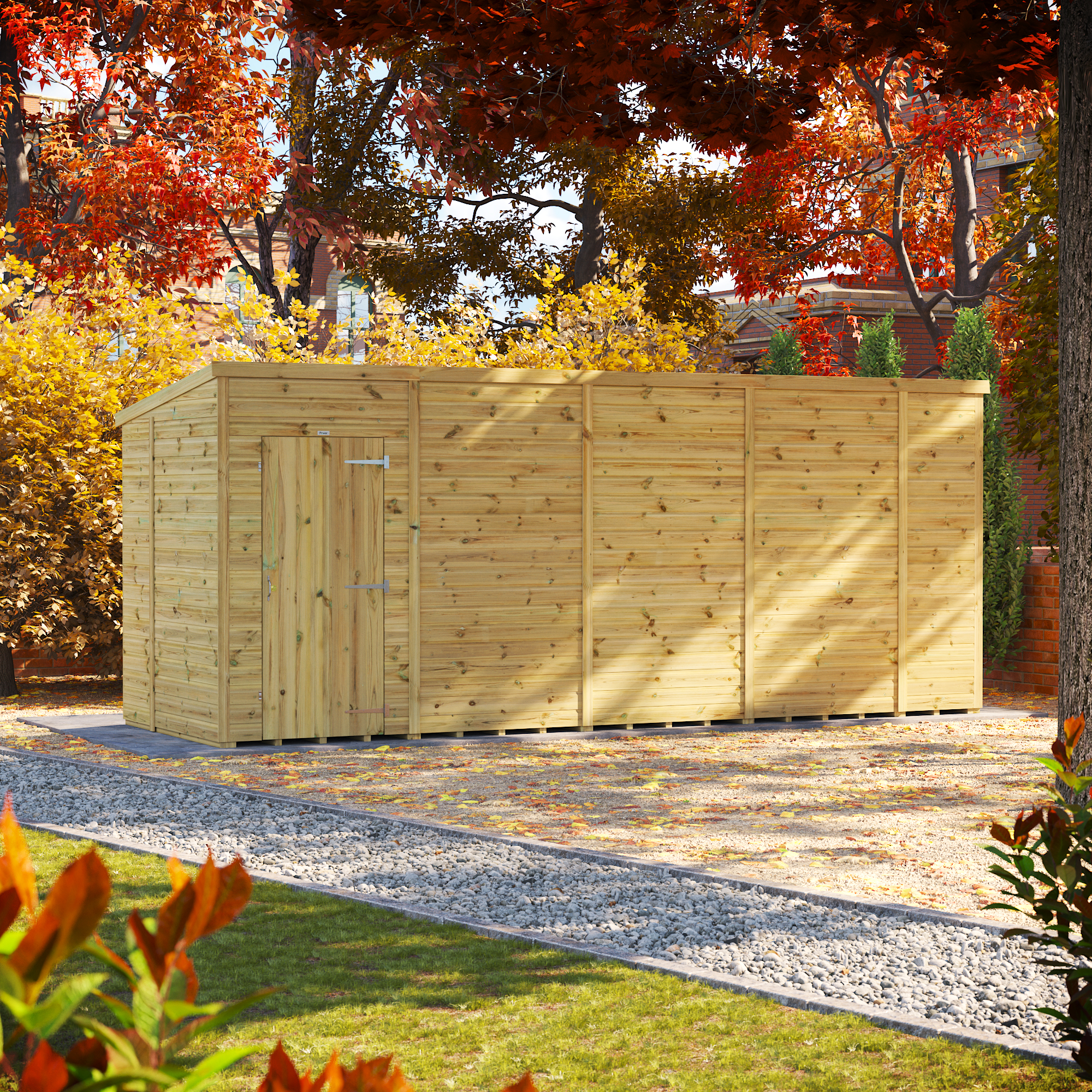 Powersheds Premium Pent Pressure Treated Windowless Shed -