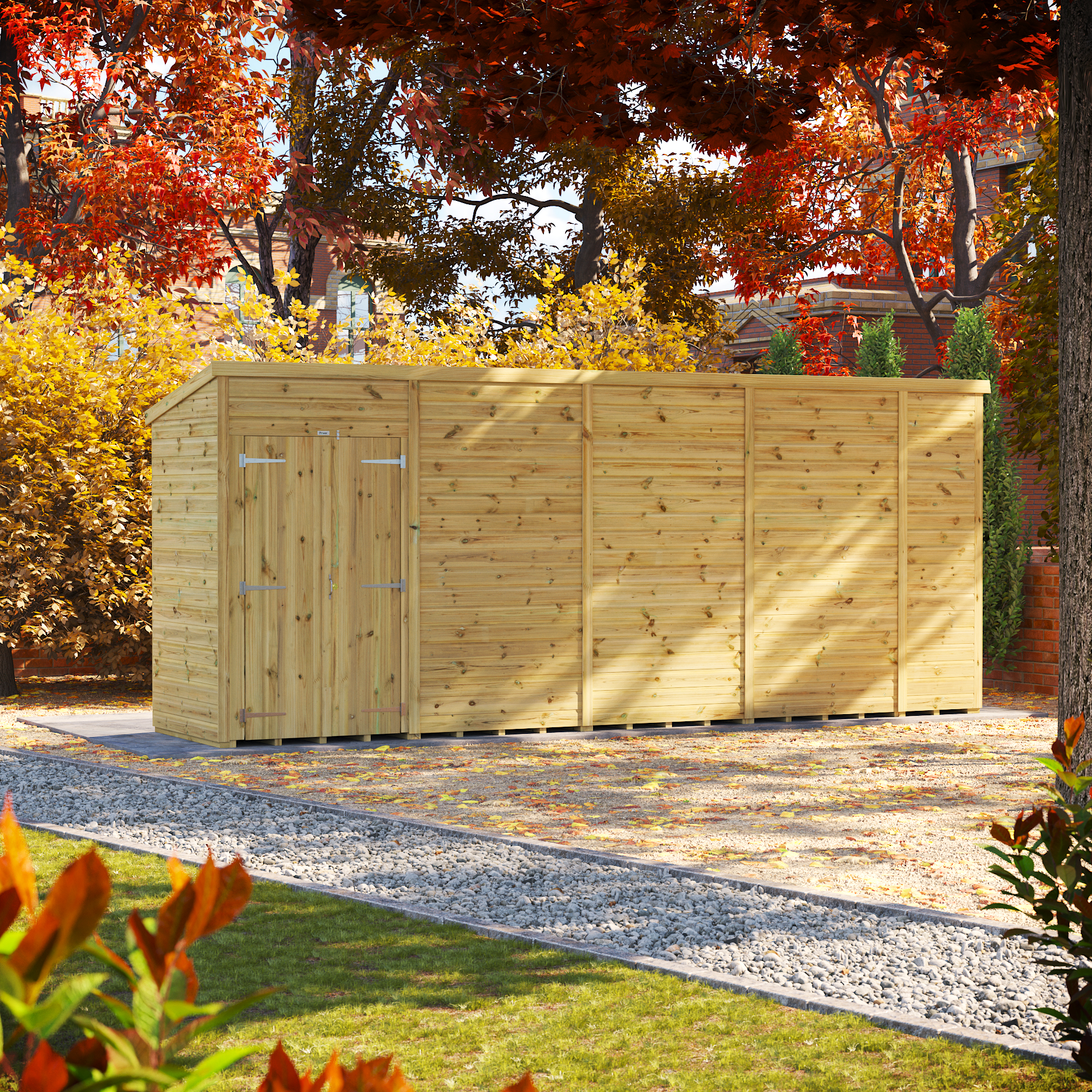 Powersheds Premium Pent Double Door Pressure Treated Windowless