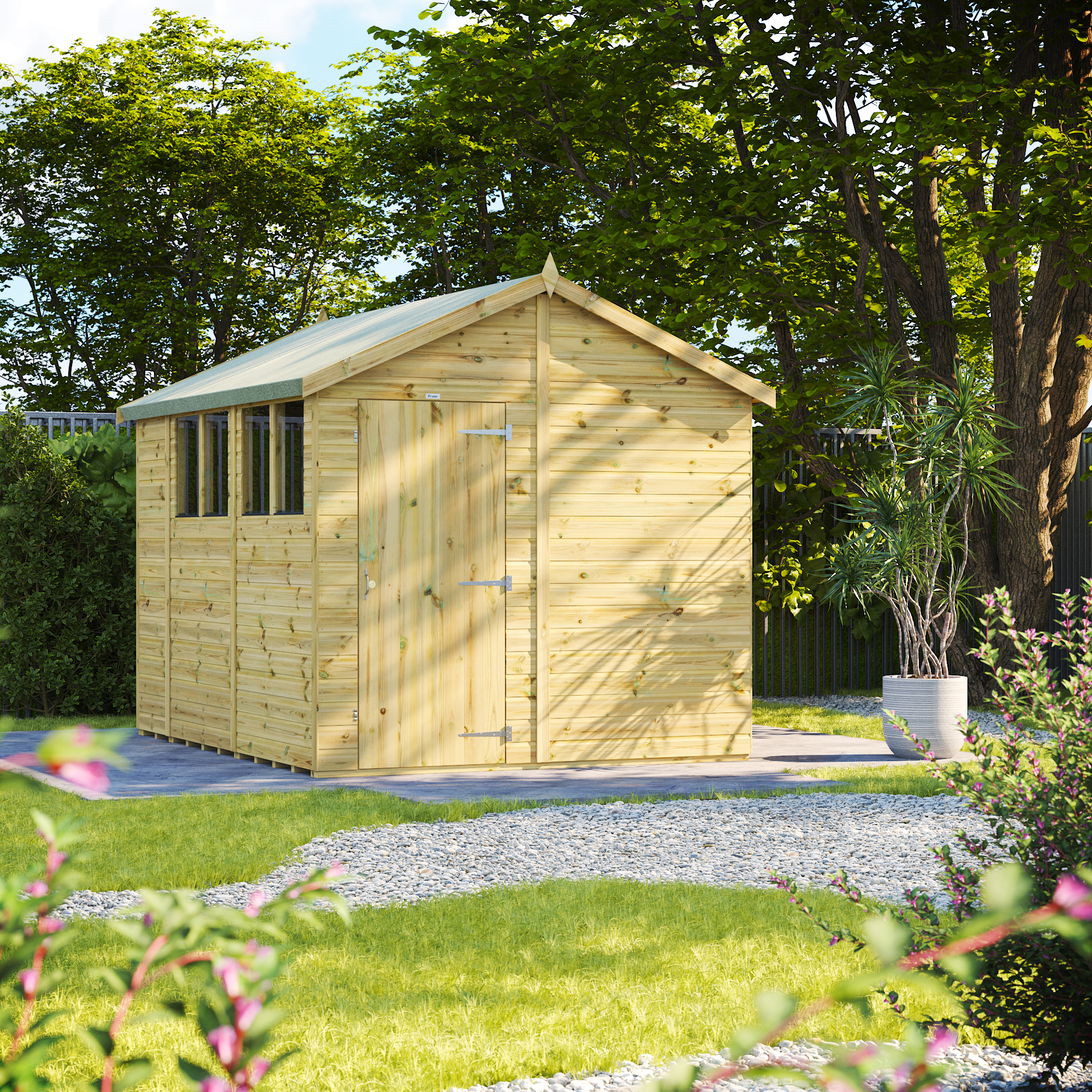 Powersheds Premium Apex Pressure Treated Shed - 10 x 8ft