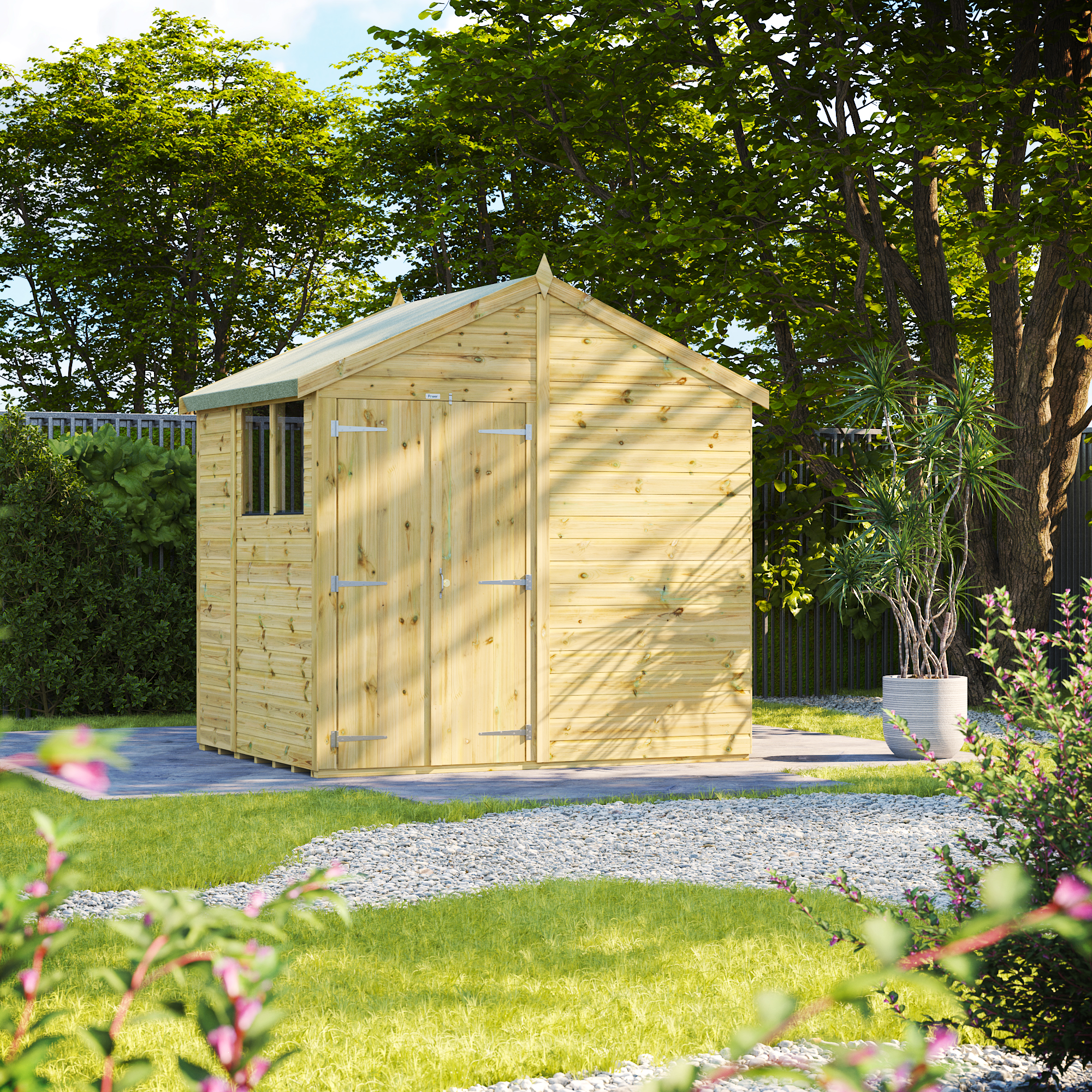 Powersheds Premium Double Door Apex Pressure Treated Shed - 6 x 8ft