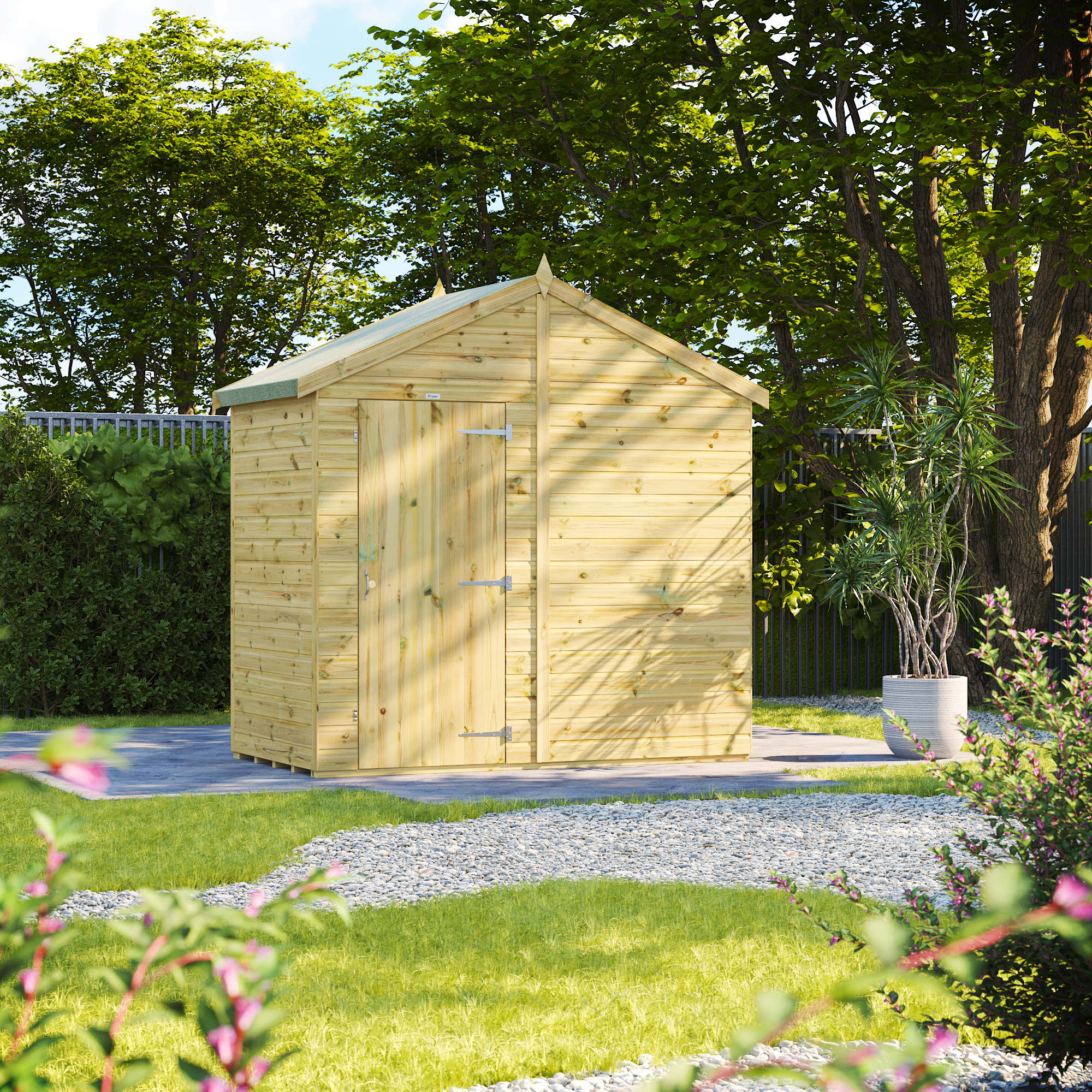 Power Sheds Premium Apex Pressure Treated Windowless Shed - 4 x 8ft
