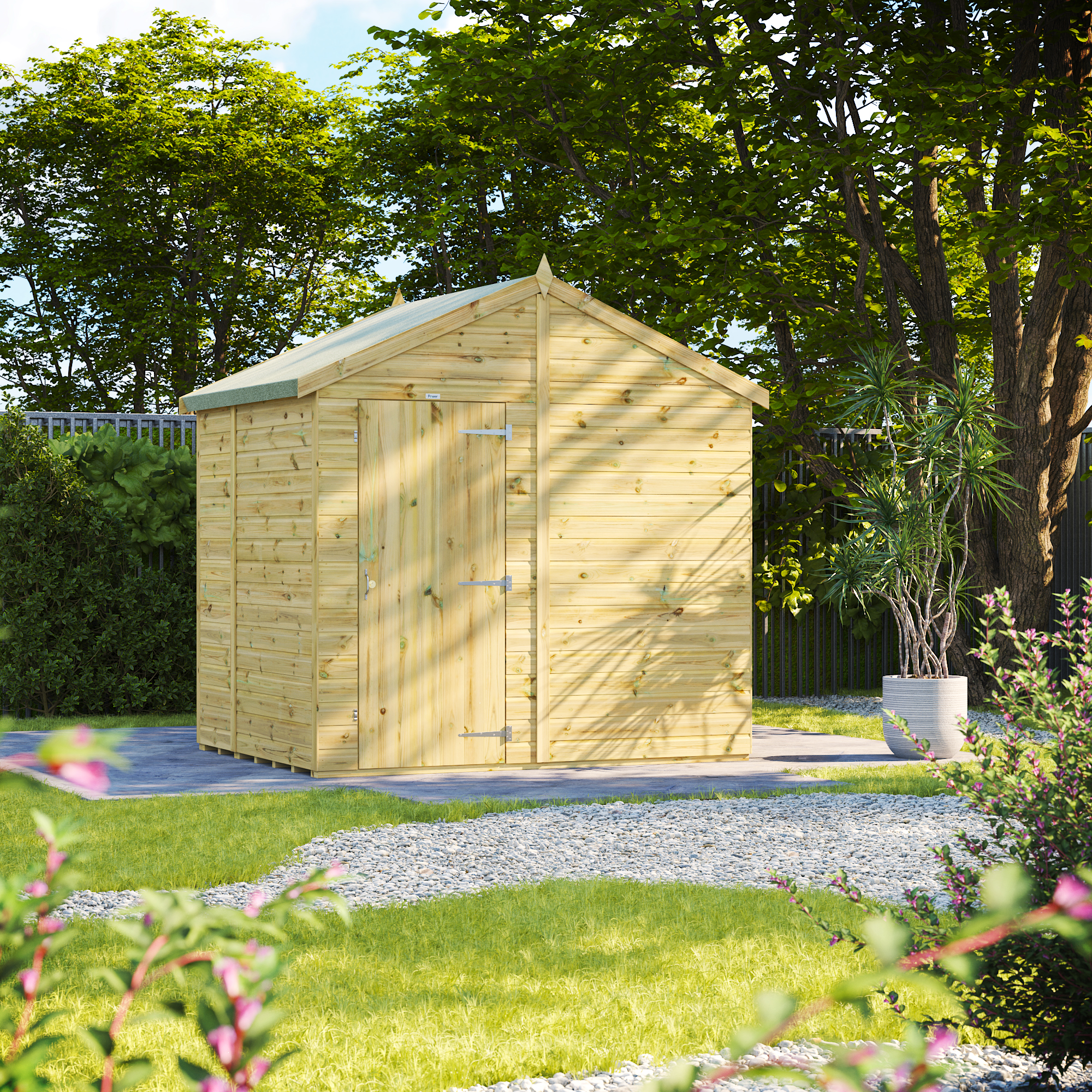 Power Sheds Premium Apex Pressure Treated Windowless Shed - 6 x 8ft