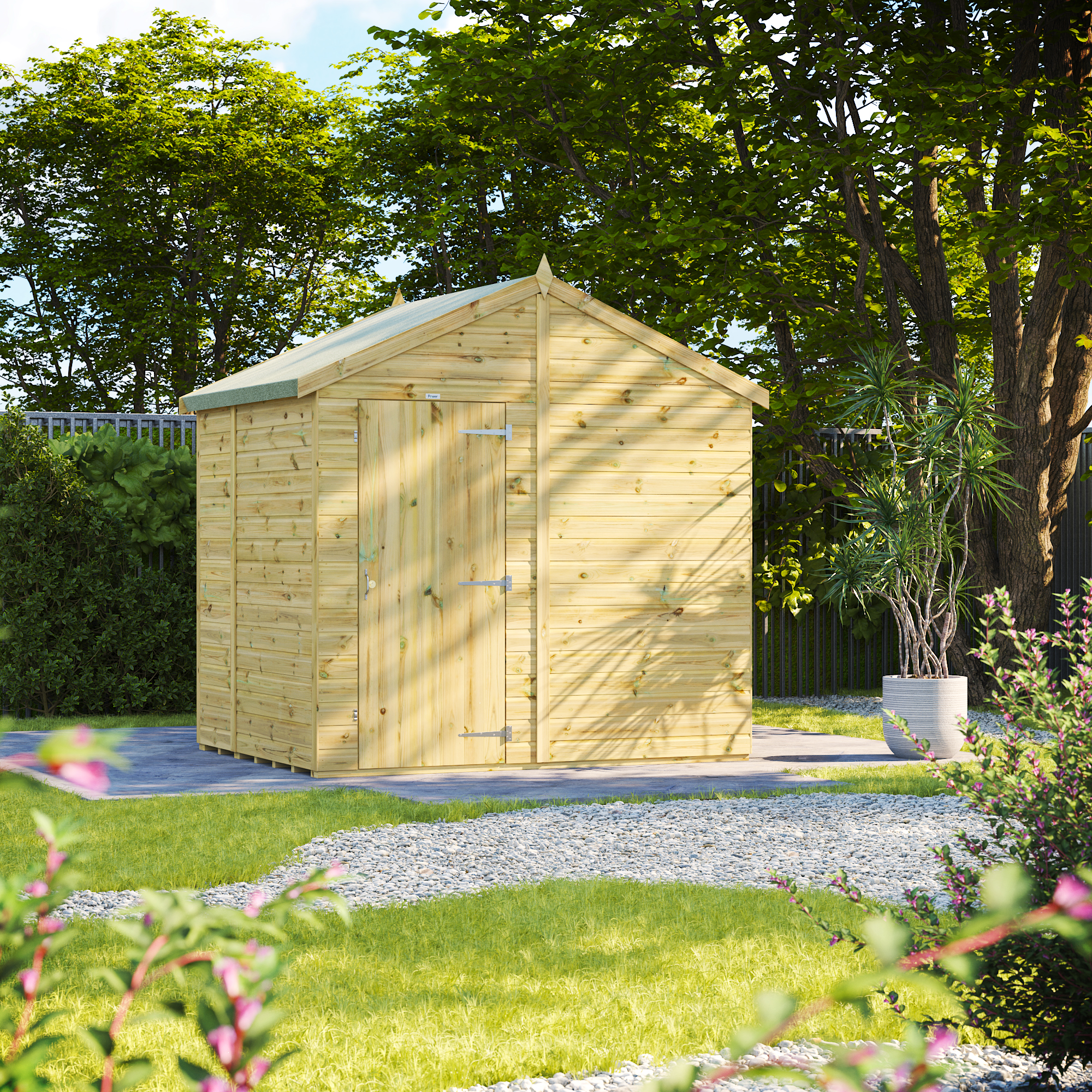 Powersheds Premium Apex Pressure Treated Windowless Shed - 6 x 8ft