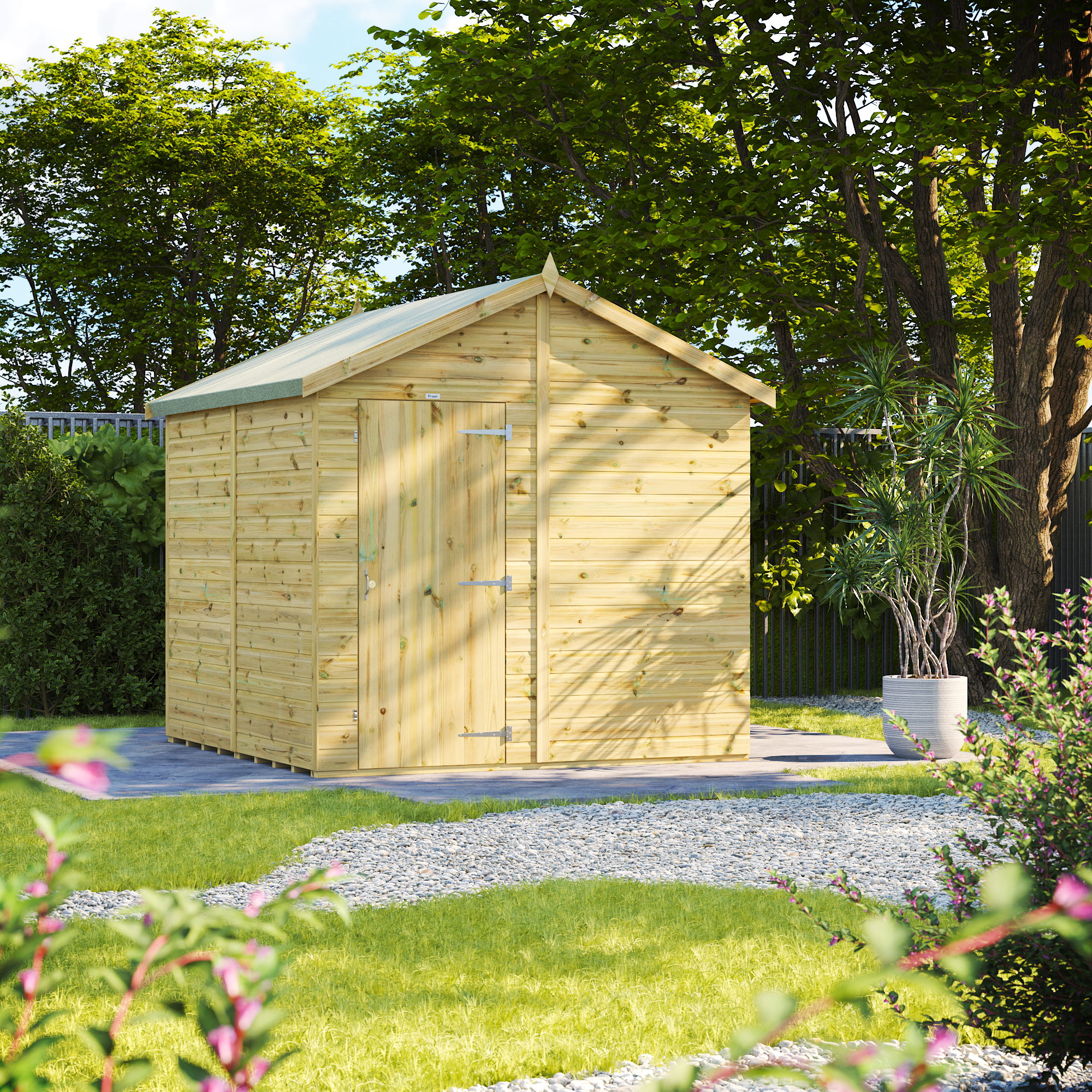 Power Sheds Premium Apex Pressure Treated Windowless Shed - 8 x 8ft