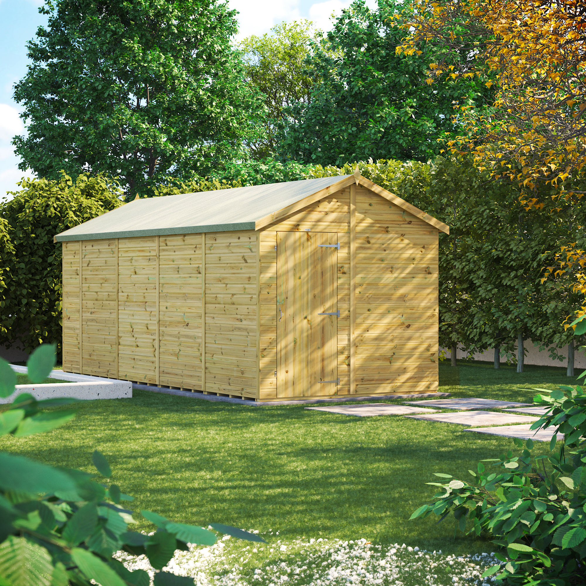 Powersheds Premium Apex Pressure Treated Windowless Shed - 18 x 8ft