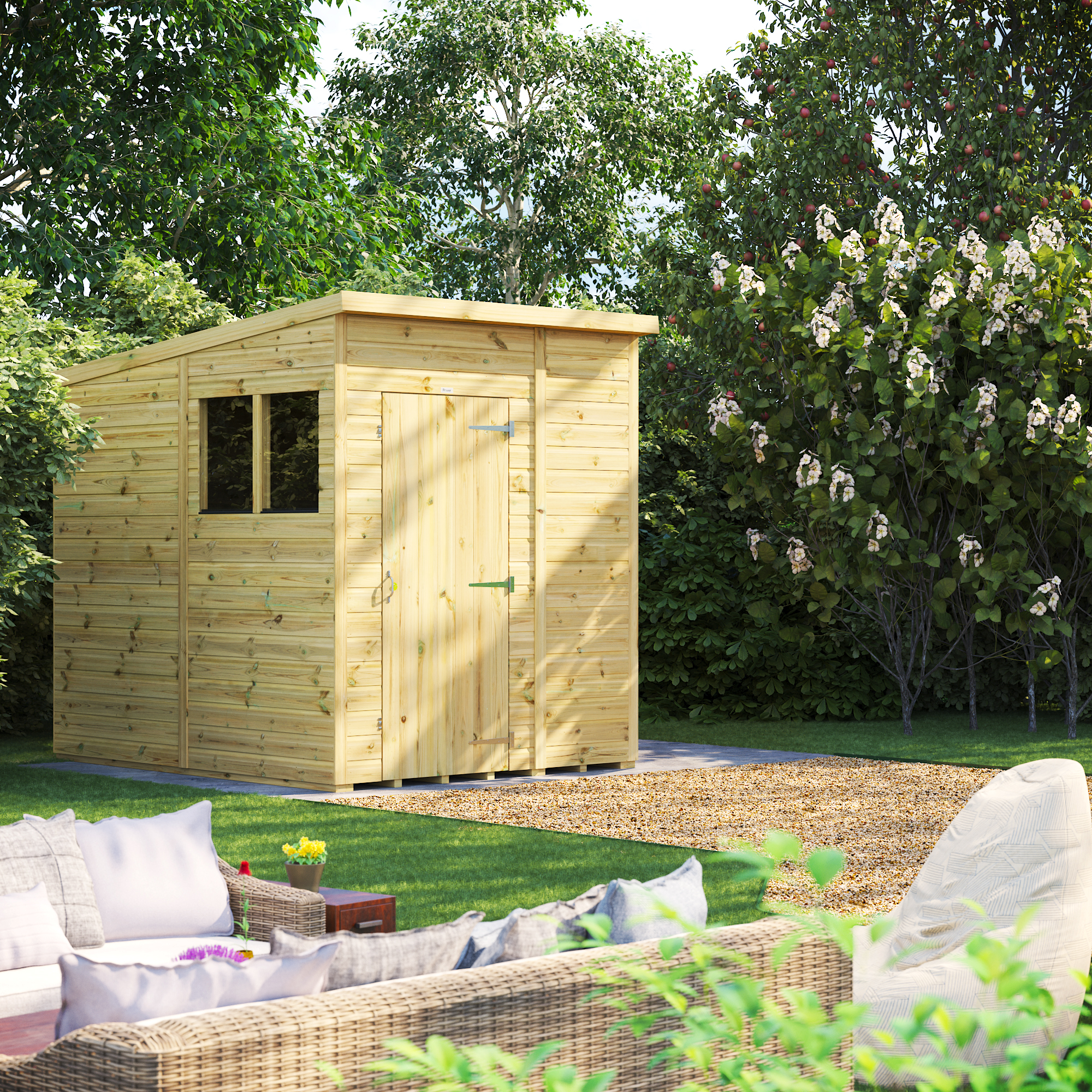 Powersheds Premium Pent Pressure Treated Shed - 6 x 8ft