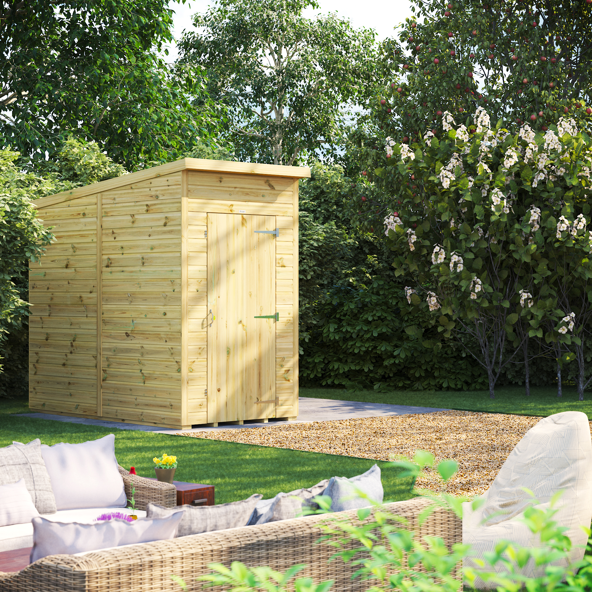 Powersheds Premium Pent Pressure Treated Windowless Shed - 4 x 8ft