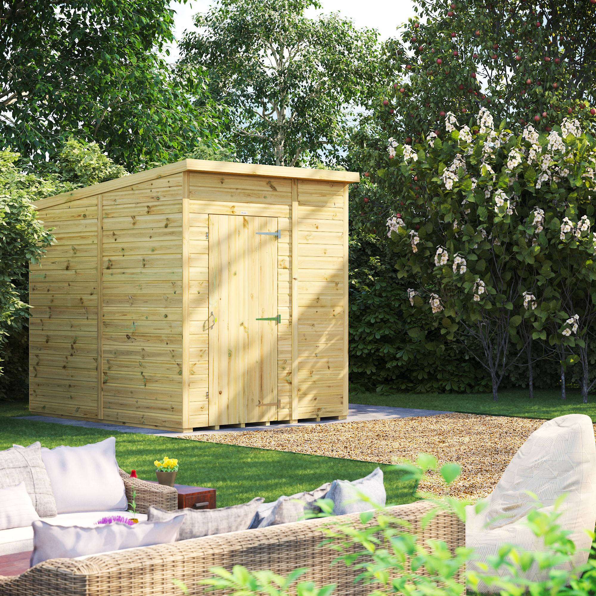 Powersheds Premium Pent Pressure Treated Windowless Shed - 6 x 8ft