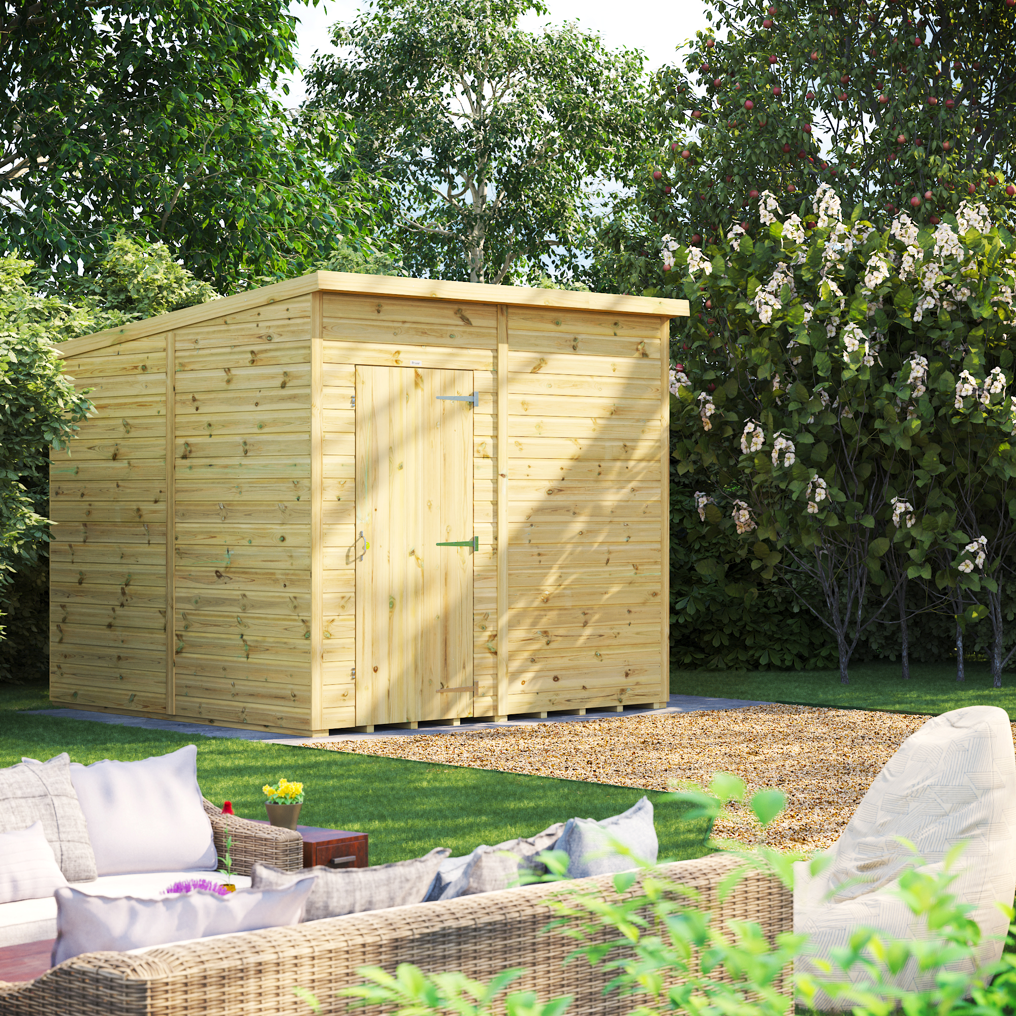 Powersheds Premium Pent Pressure Treated Windowless Shed - 8 x 8ft