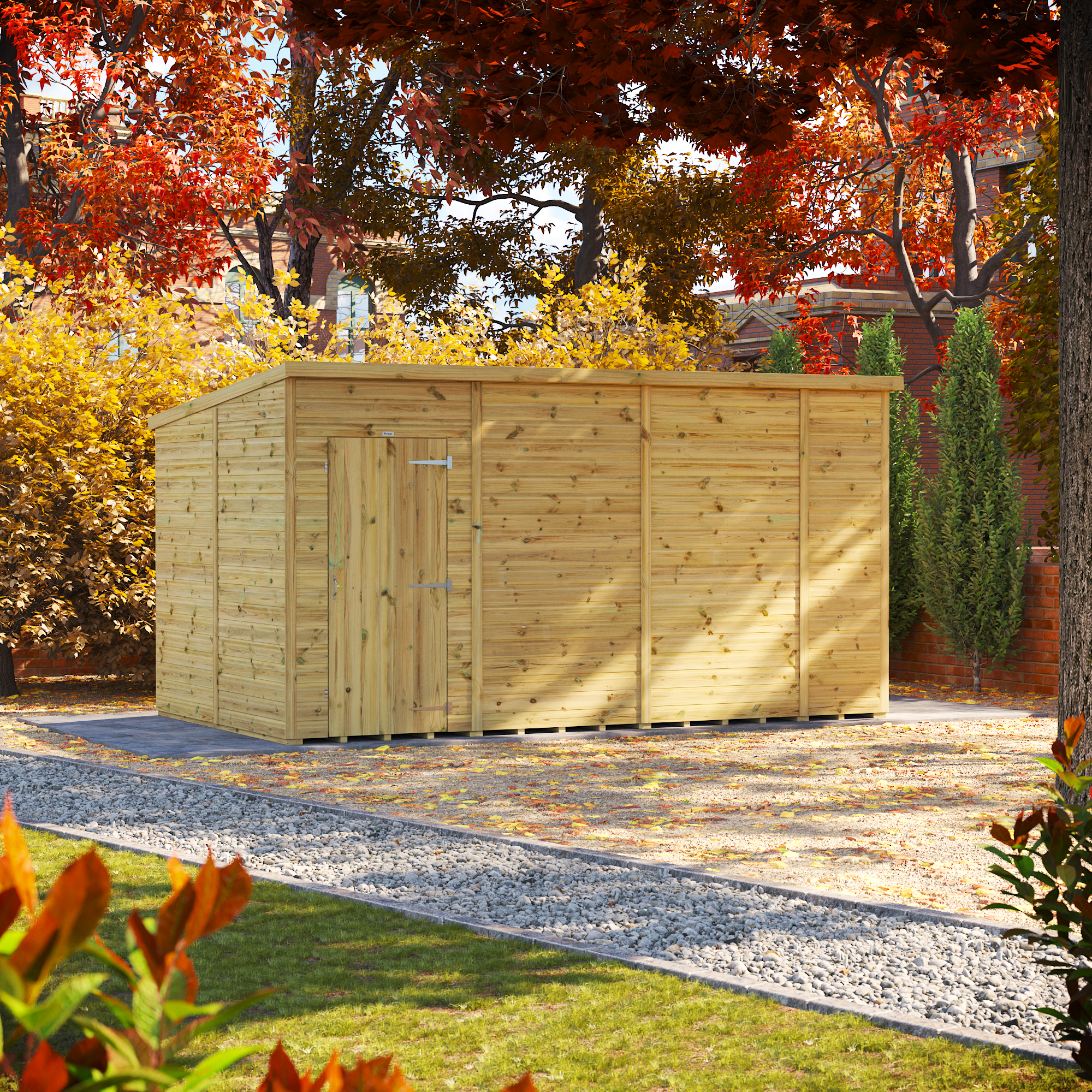 Powersheds Premium Pent Pressure Treated Windowless Shed - 14 x 8ft