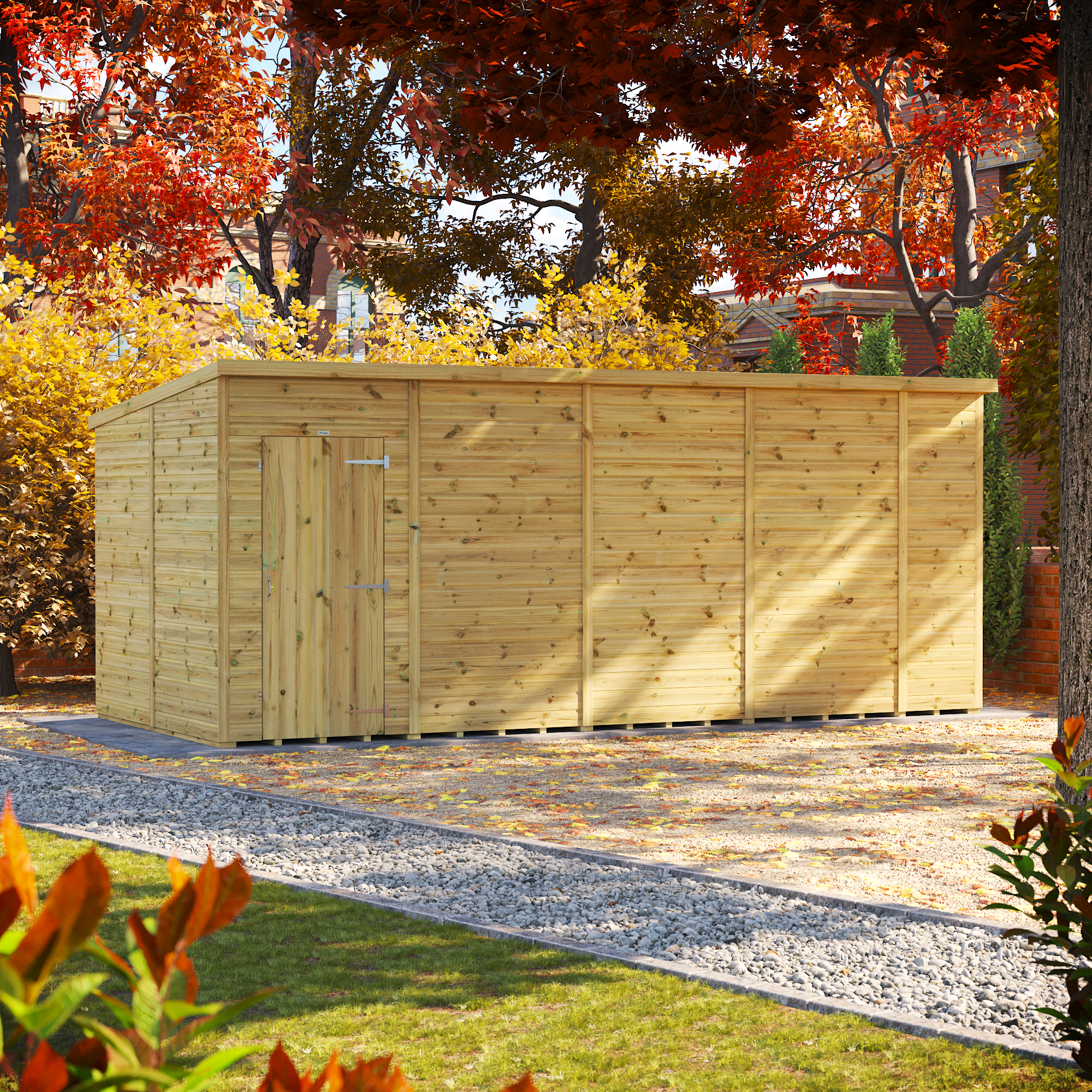 Powersheds Premium Pent Pressure Treated Windowless Shed - 18 x 8ft