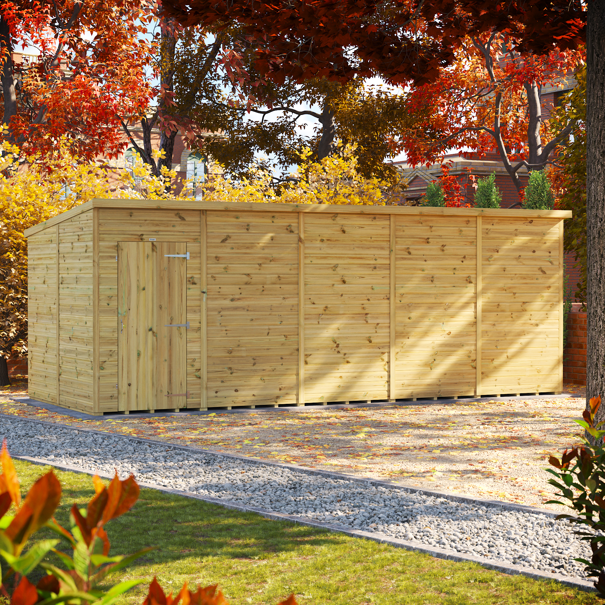 Powersheds Premium Pent Pressure Treated Windowless Shed - 20 x 8ft