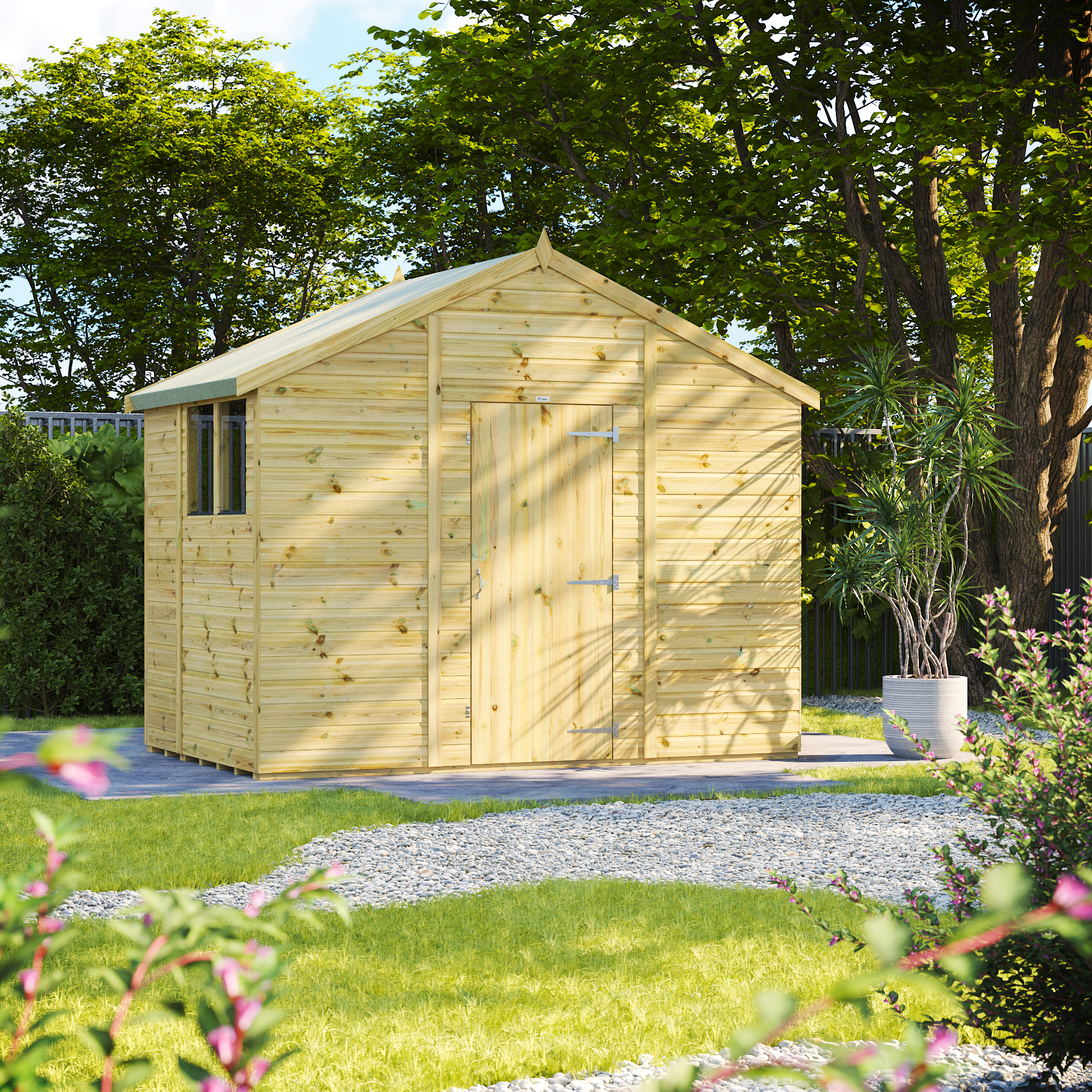 Power Sheds Premium Apex Pressure Treated Shed - 6 x 10ft