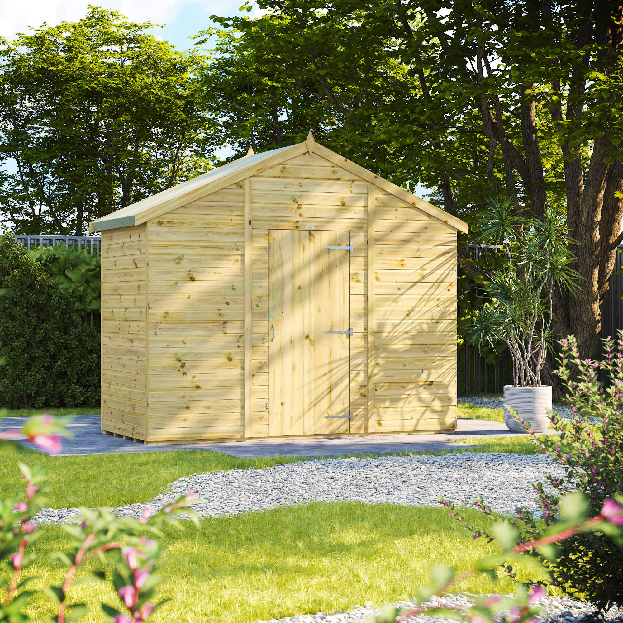 Power Sheds Premium Apex Pressure Treated Windowless Shed - 4 x 10ft