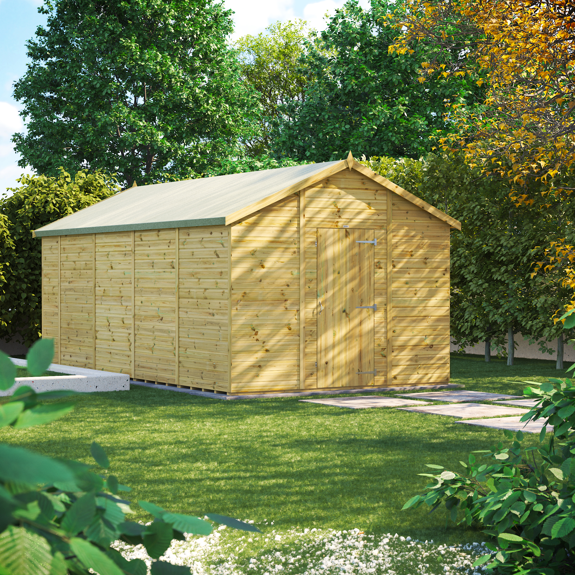 Power Sheds Premium Apex Pressure Treated Windowless Shed- 18 x 10ft