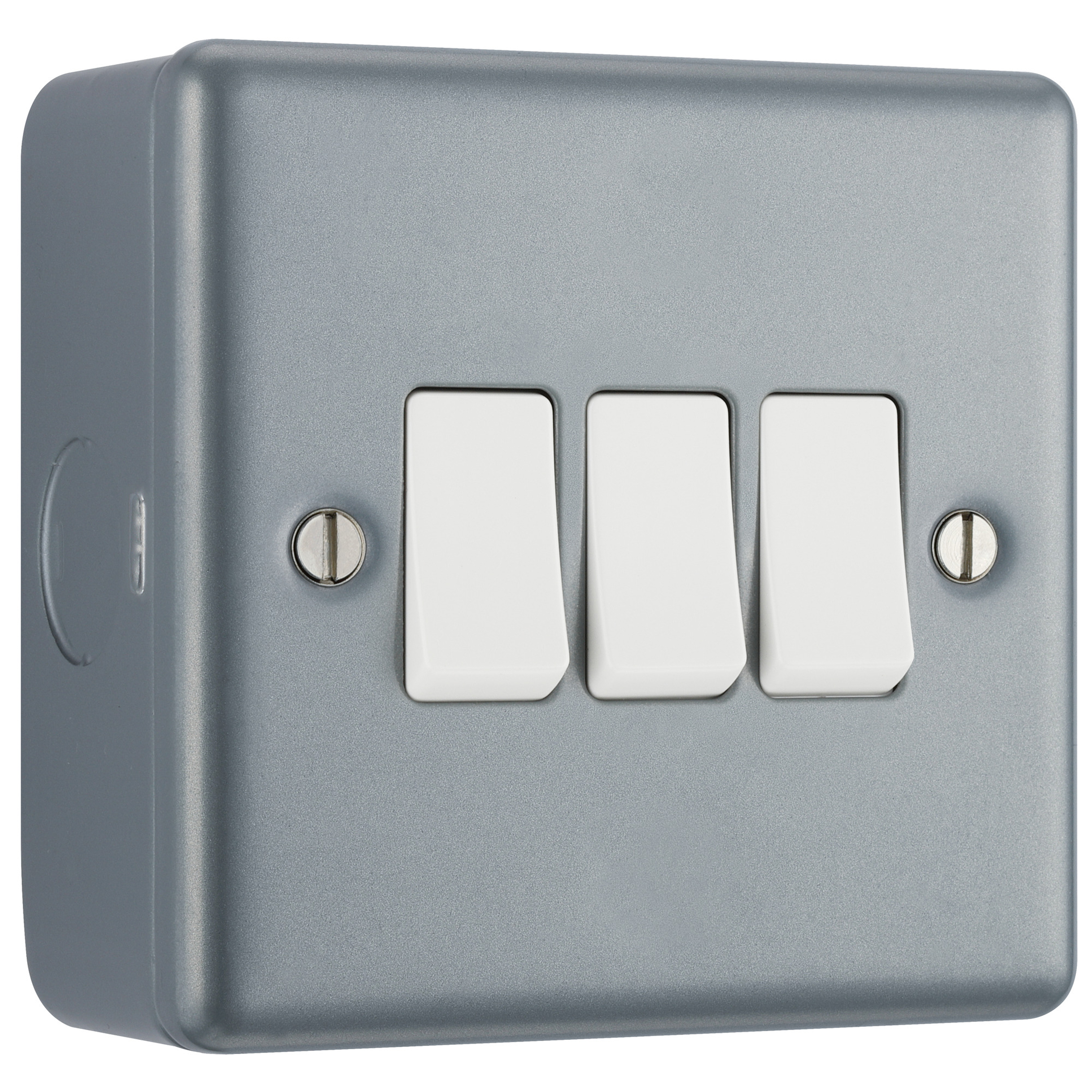 BG Metal Clad 2 Way Triple Light Switch - Grey