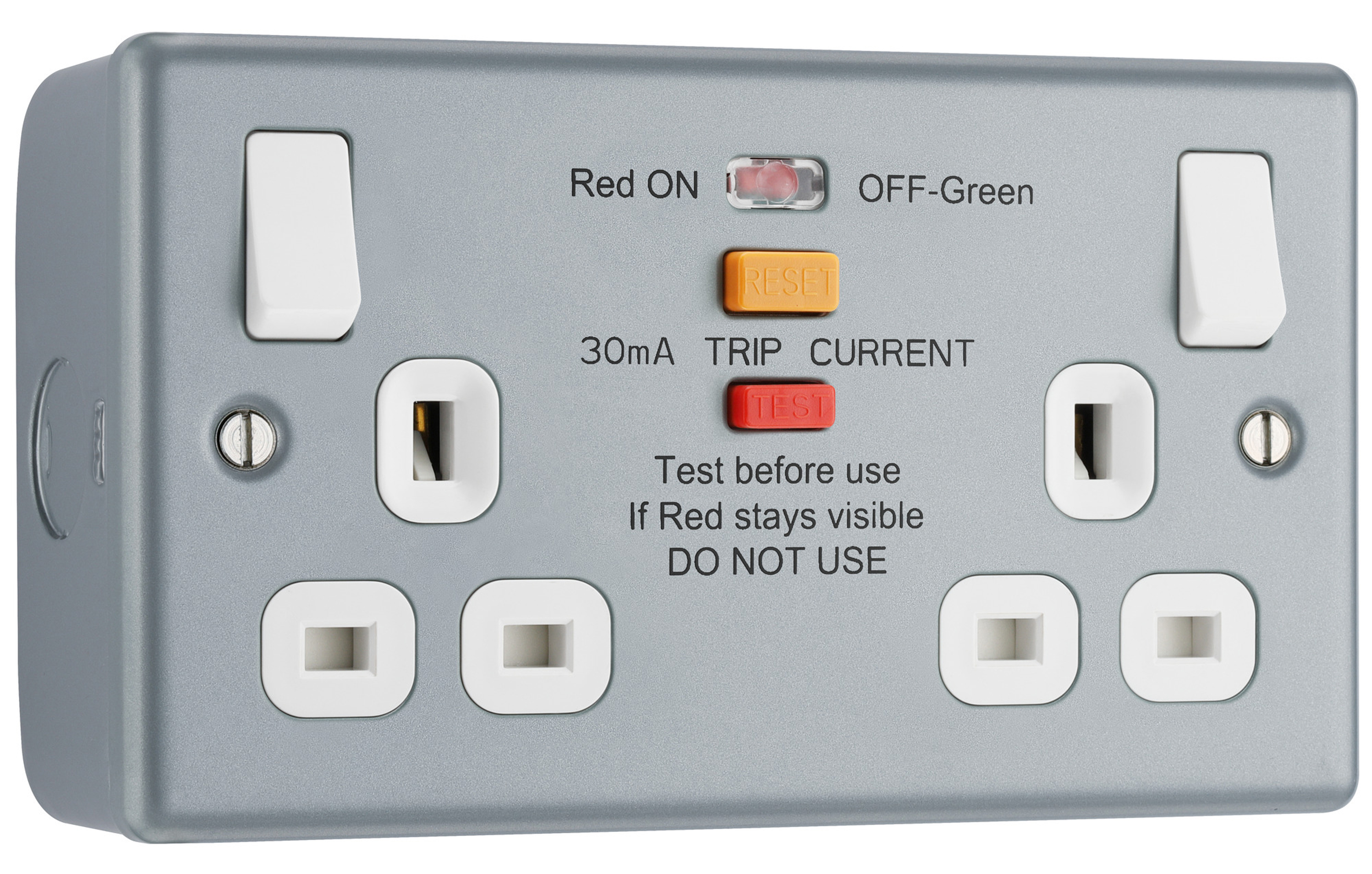 BG Metal Clad 13A Double Switched Power Socket with Type A RCD Protection