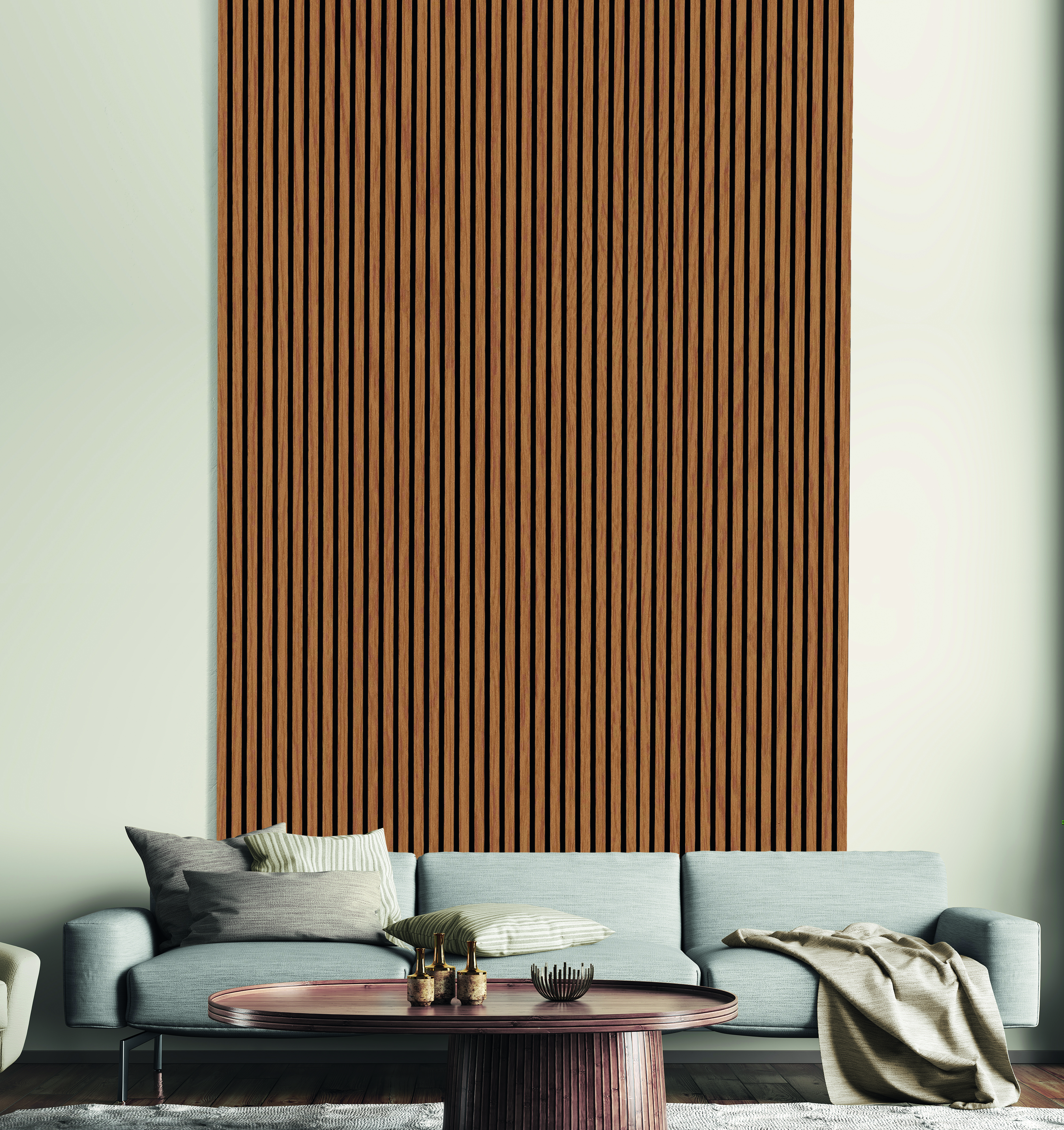 Acoustic Slat Wall Oak Foil Wood Panels - 19 x 573 x 1200mm