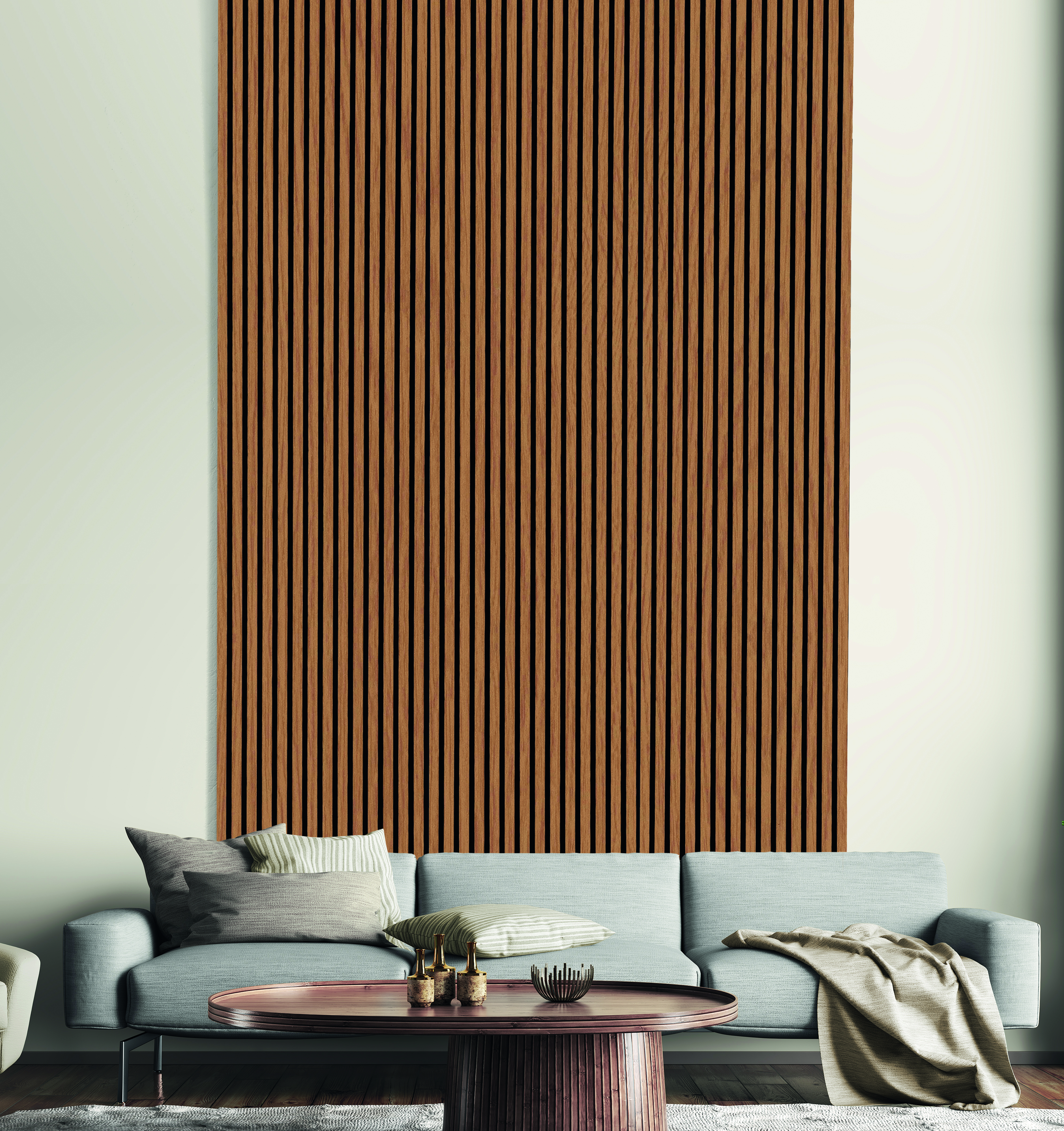 Acoustic Slat Wall Oak Foil Wood Panel - 19 x 573 x 1200mm