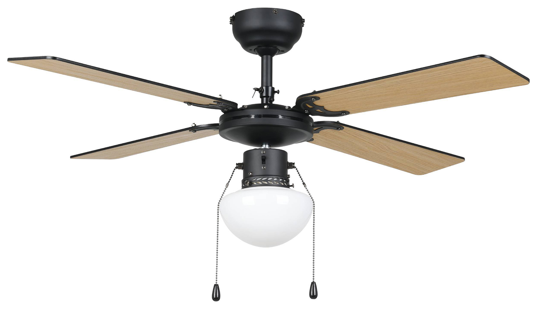 Eglo Fortaleza Black & Wood Effect Ceiling Fan