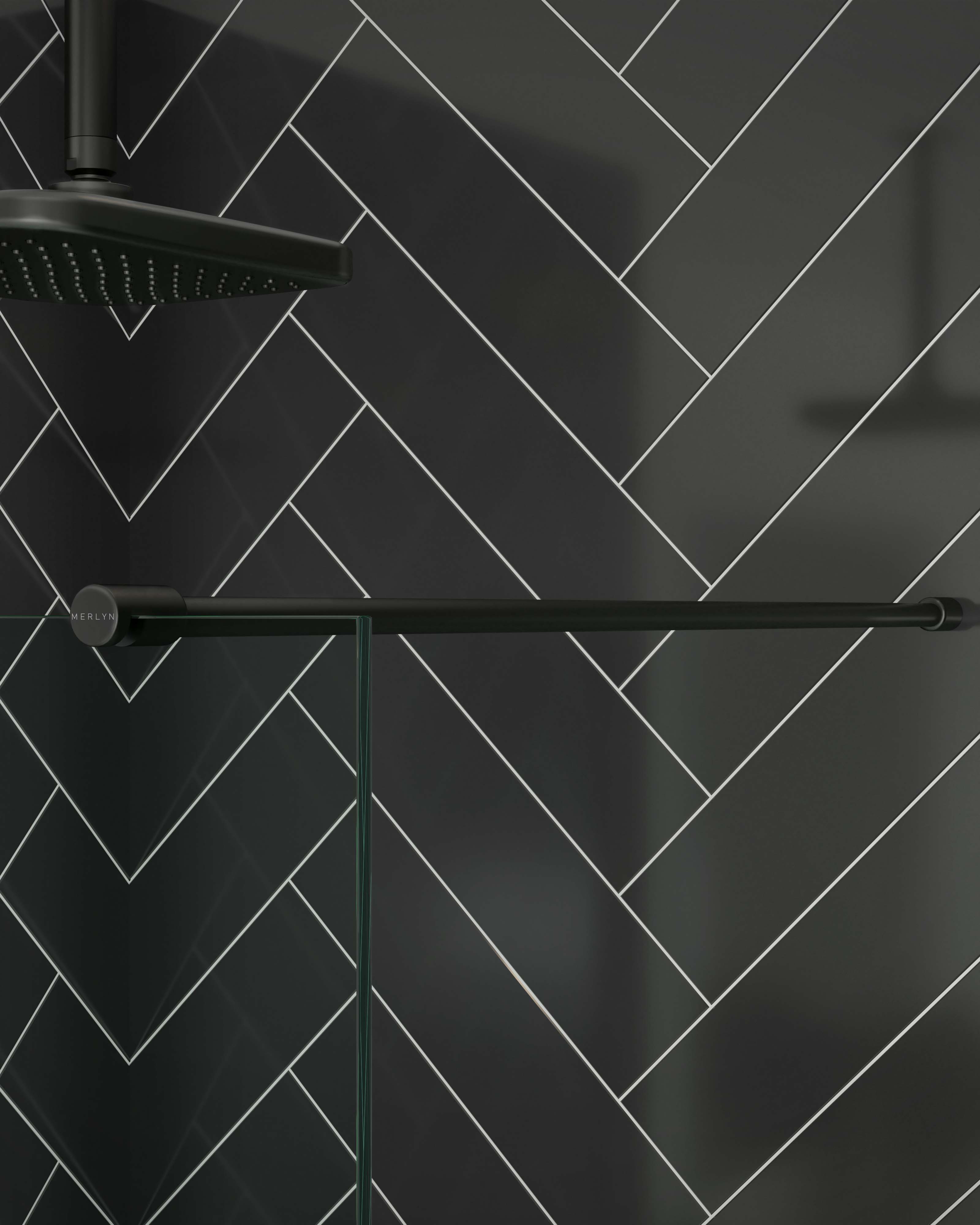 Nexa By Merlyn 1m Round Bracing Bar for 8mm Frameless Wetroom Shower Screens - Matt Black