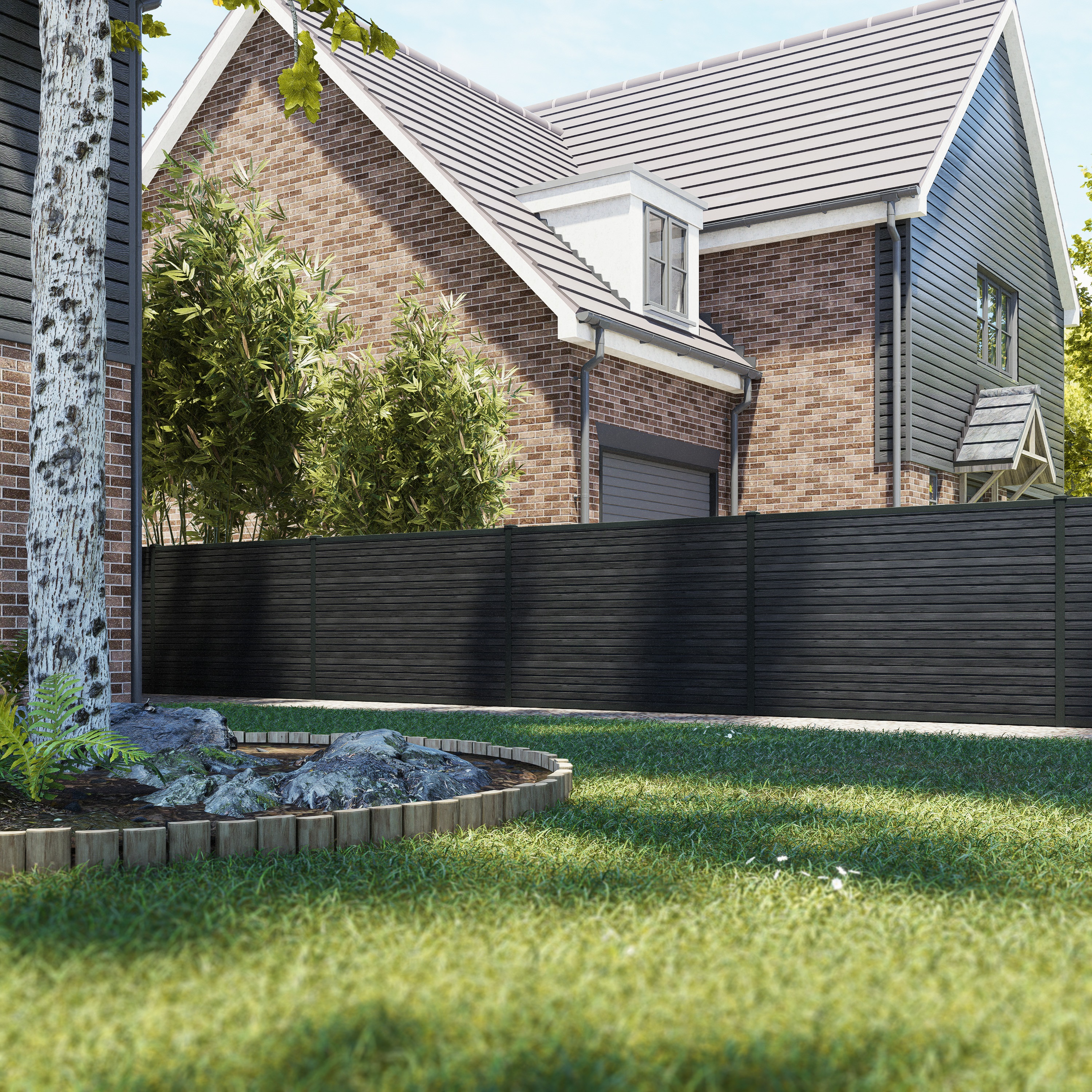 DuraPost URBAN Charcoal & Anthracite Composite Fence Panel Multi-Pack - 6 x 4ft