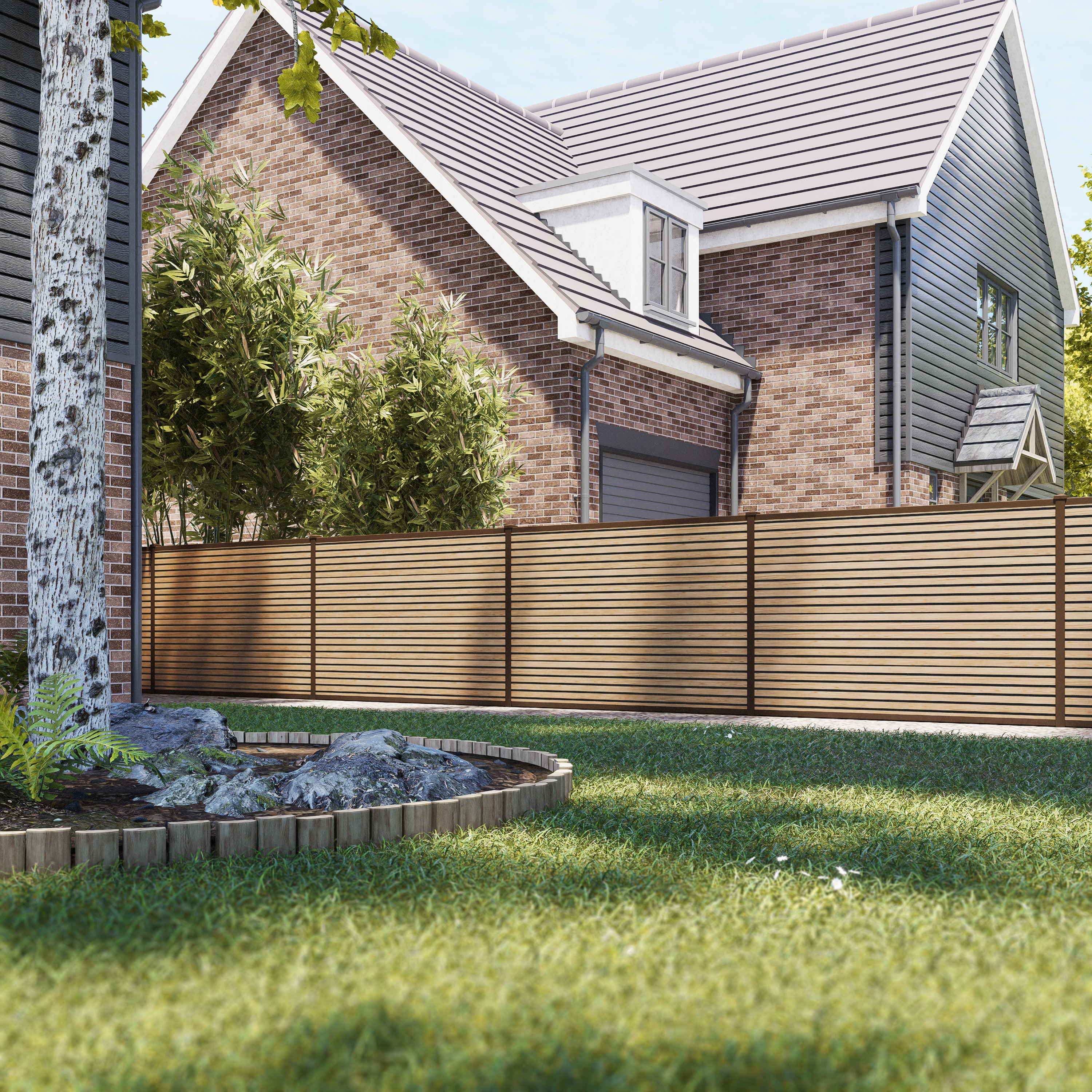 DuraPost URBAN Natural & Sepia Brown Composite Fence Panel Multi-Pack - 6 x 4ft