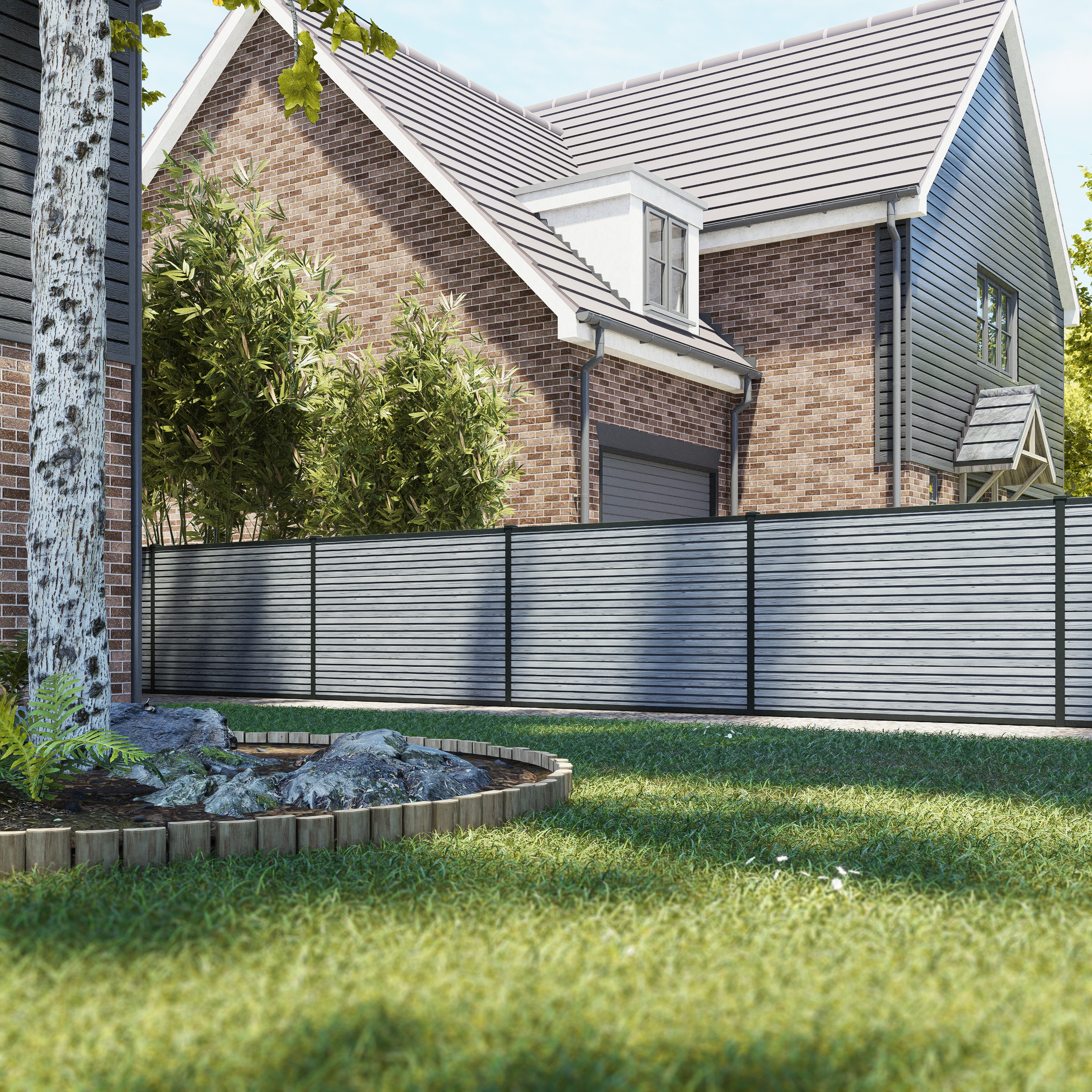 DuraPost URBAN Light Grey & Anthracite Composite Fence