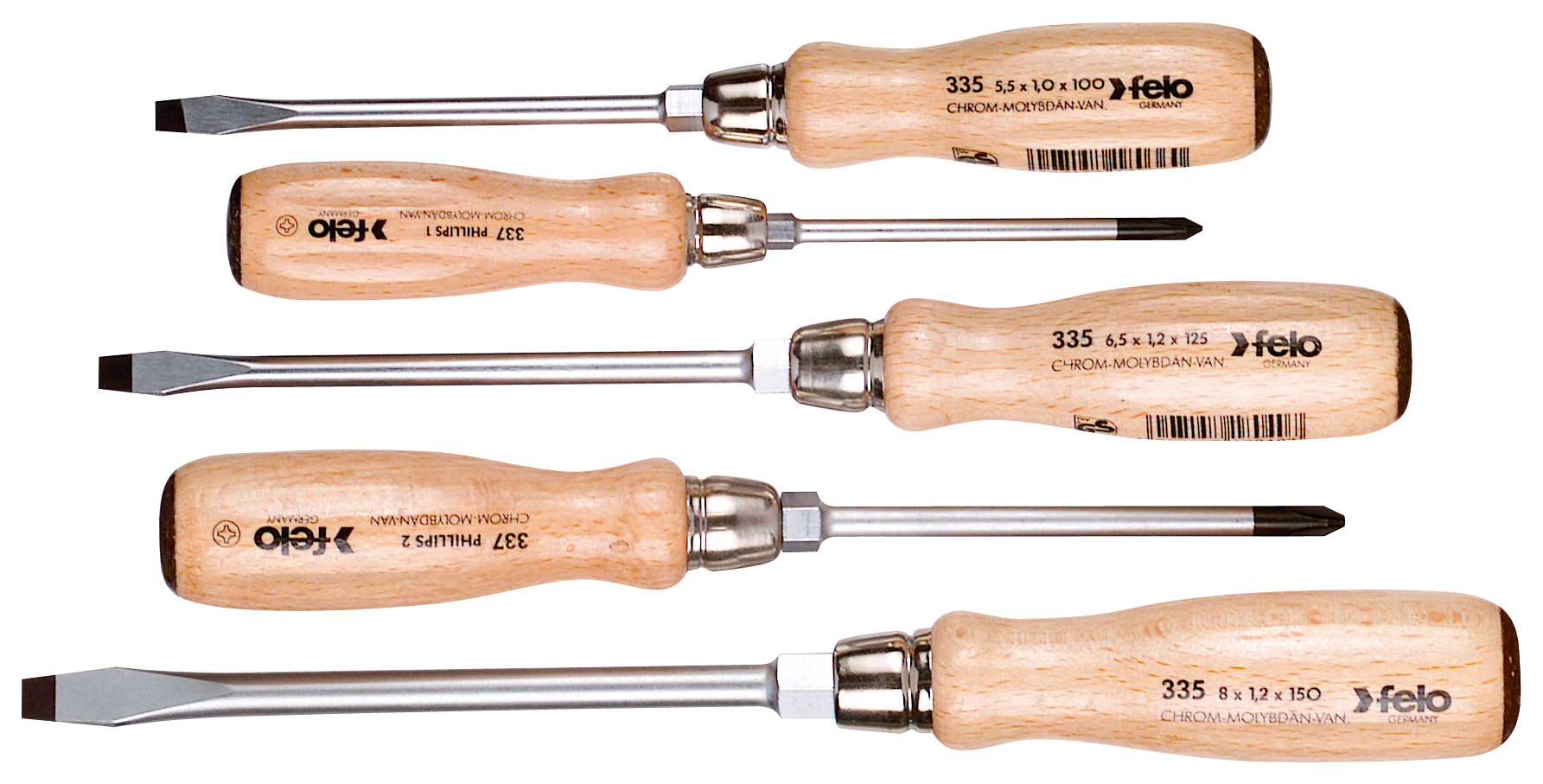 Felo FE33595198 5 Piece Wooden Handle Mixed Head