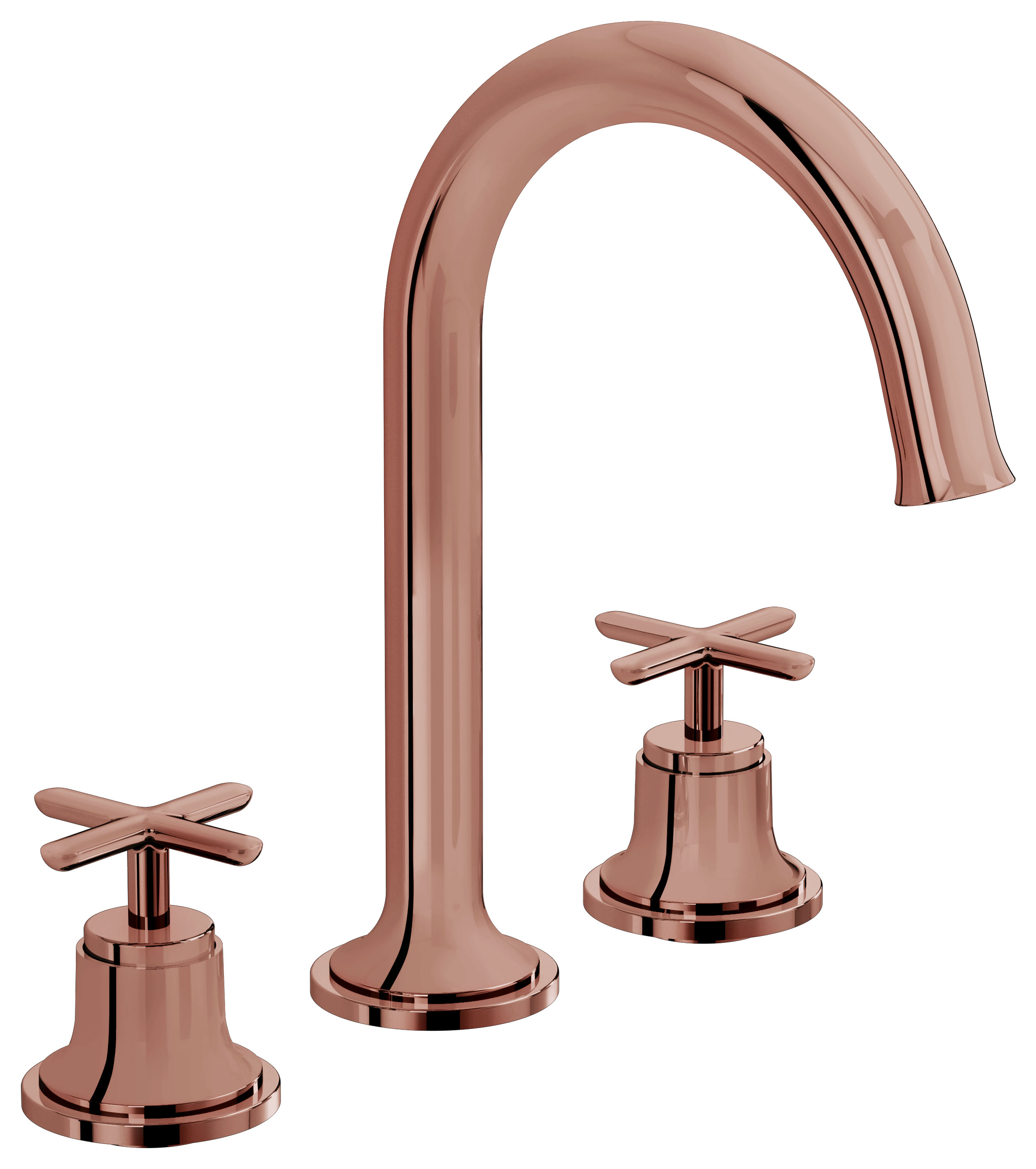 VitrA Origin Deck Mounted Classic 3 Tap Hole Basin Mixer Tap - Soft Copper