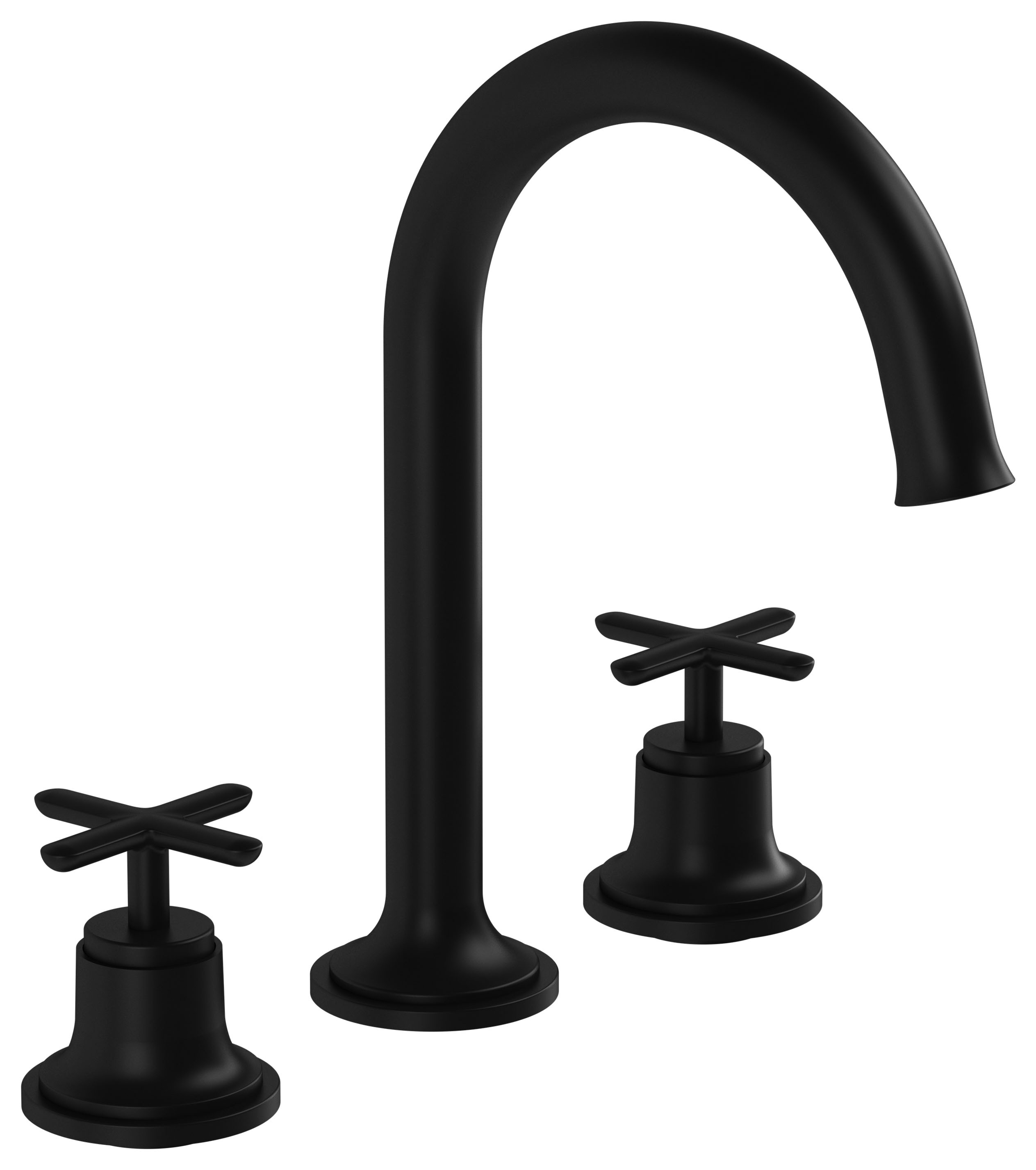 VitrA Origin Deck Mounted Classic 3 Tap Hole Basin Mixer Tap - Matt Black