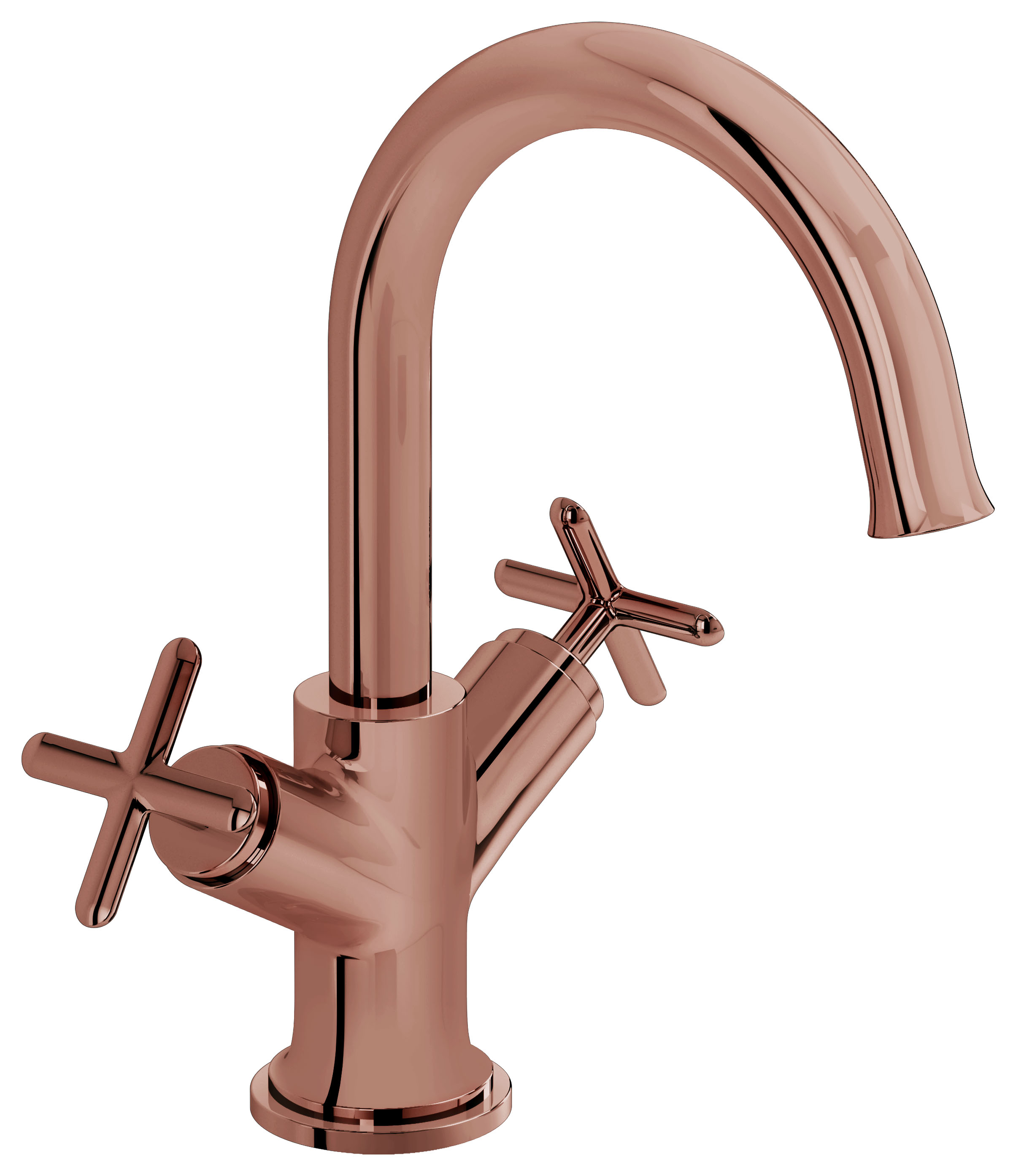 VitrA Origin Cross Handle Classic Basin Mixer Tap - Soft Copper