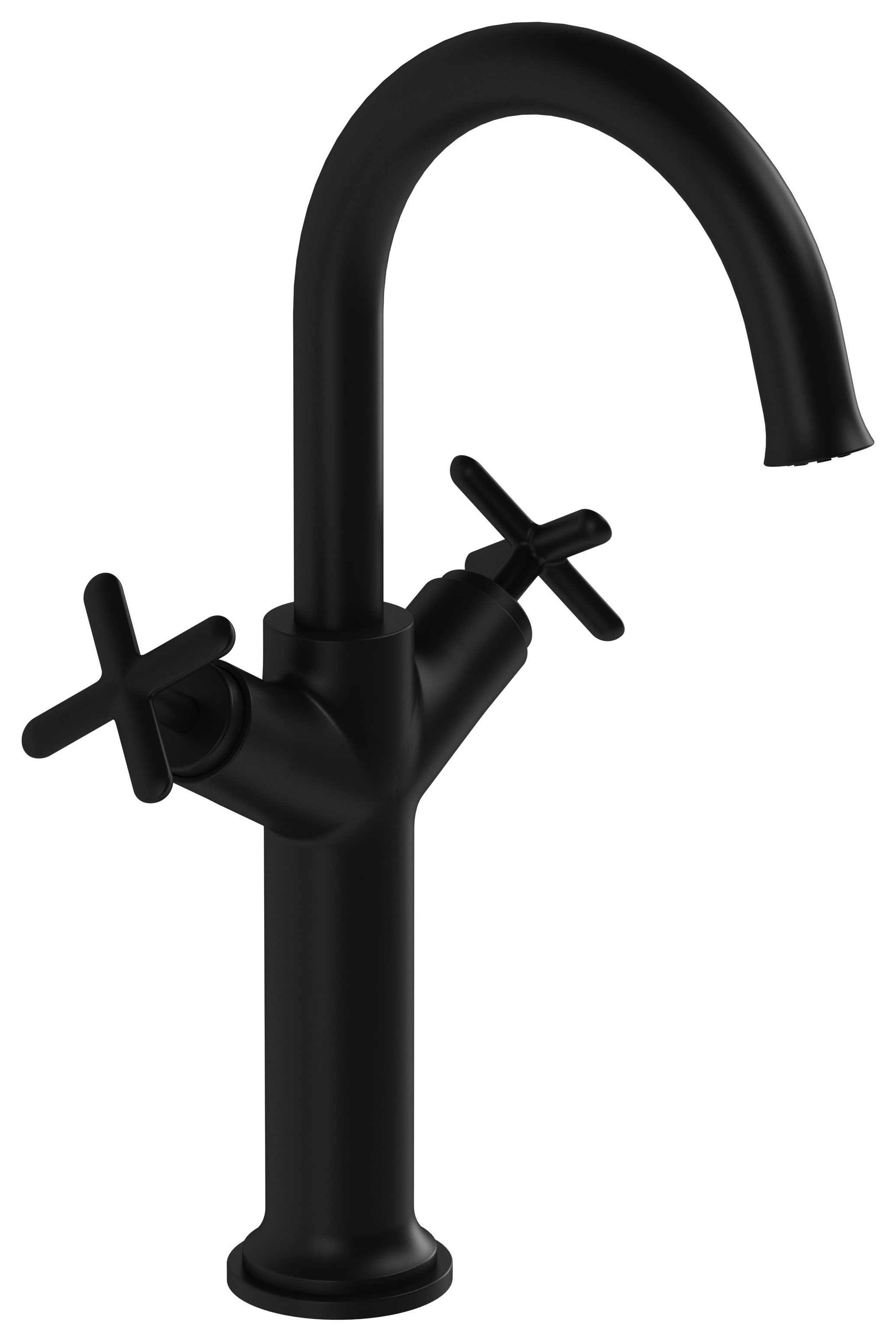 VitrA Origin Cross Handle Classic Basin Mixer Tap For Bowls - Matt Black