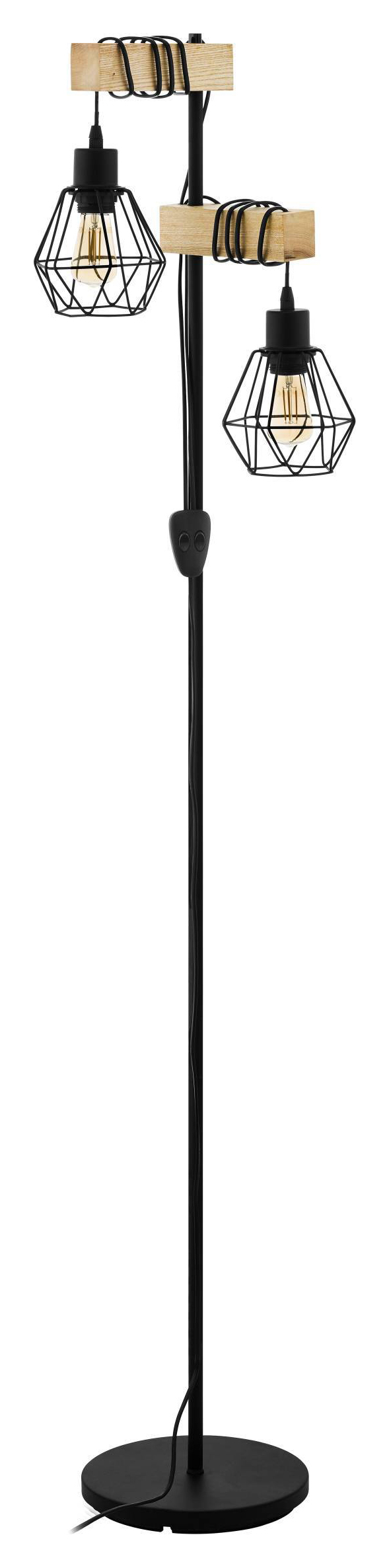 Eglo Townshend 5 Metal & Wood 2-Light Floor Lamp - Natural