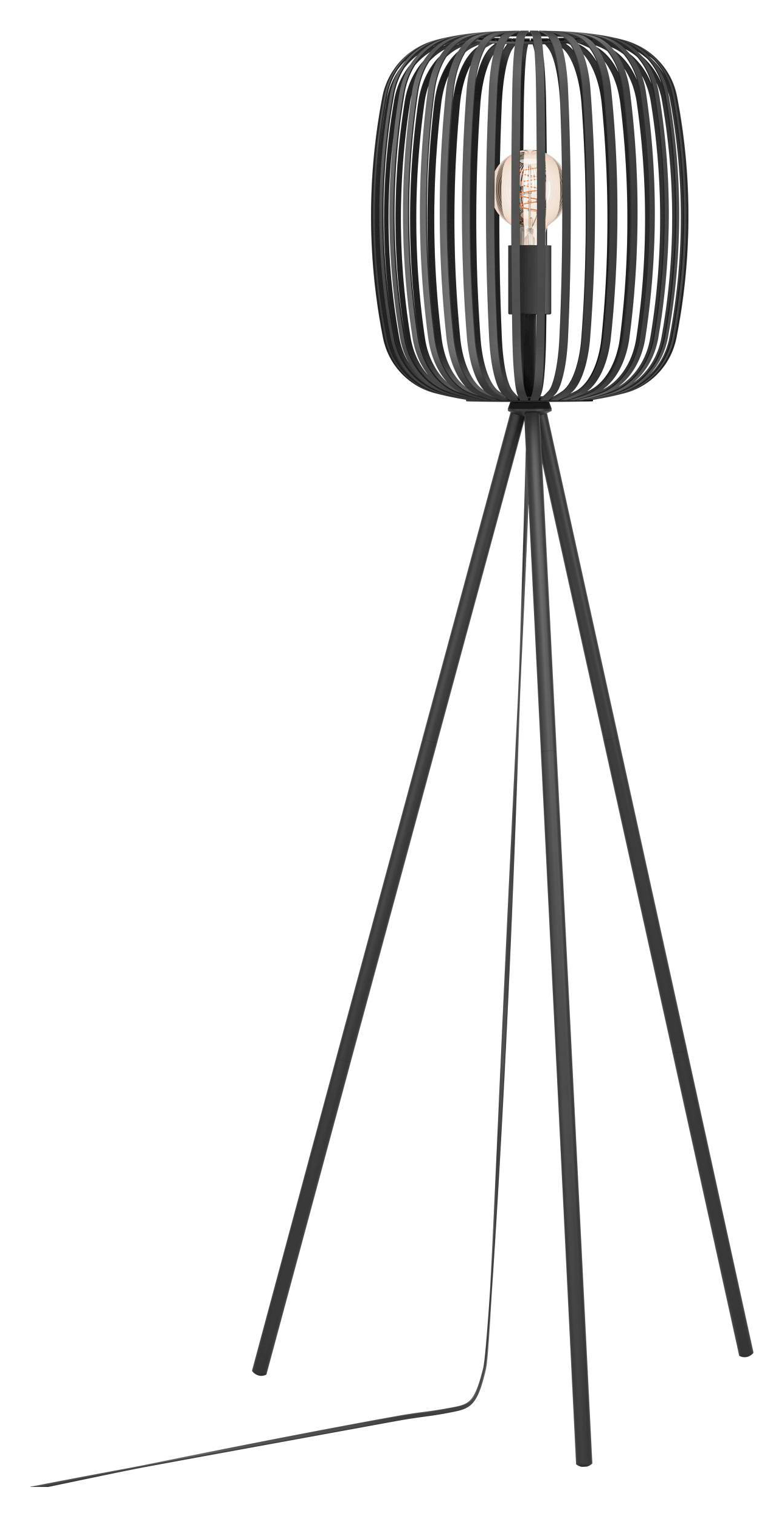 Eglo Romazzina Contemporary Caged Tripod Floor Lamp - Black